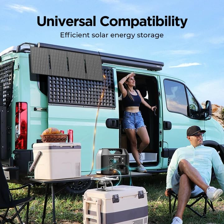 SinKeu Portable Power Station 300W with 40W Solar Panel,256Wh Solar Generator LiFePO4 Battery with USB DC AC Outlet for Outdoor,Off-Grid Living,RV,Emergency