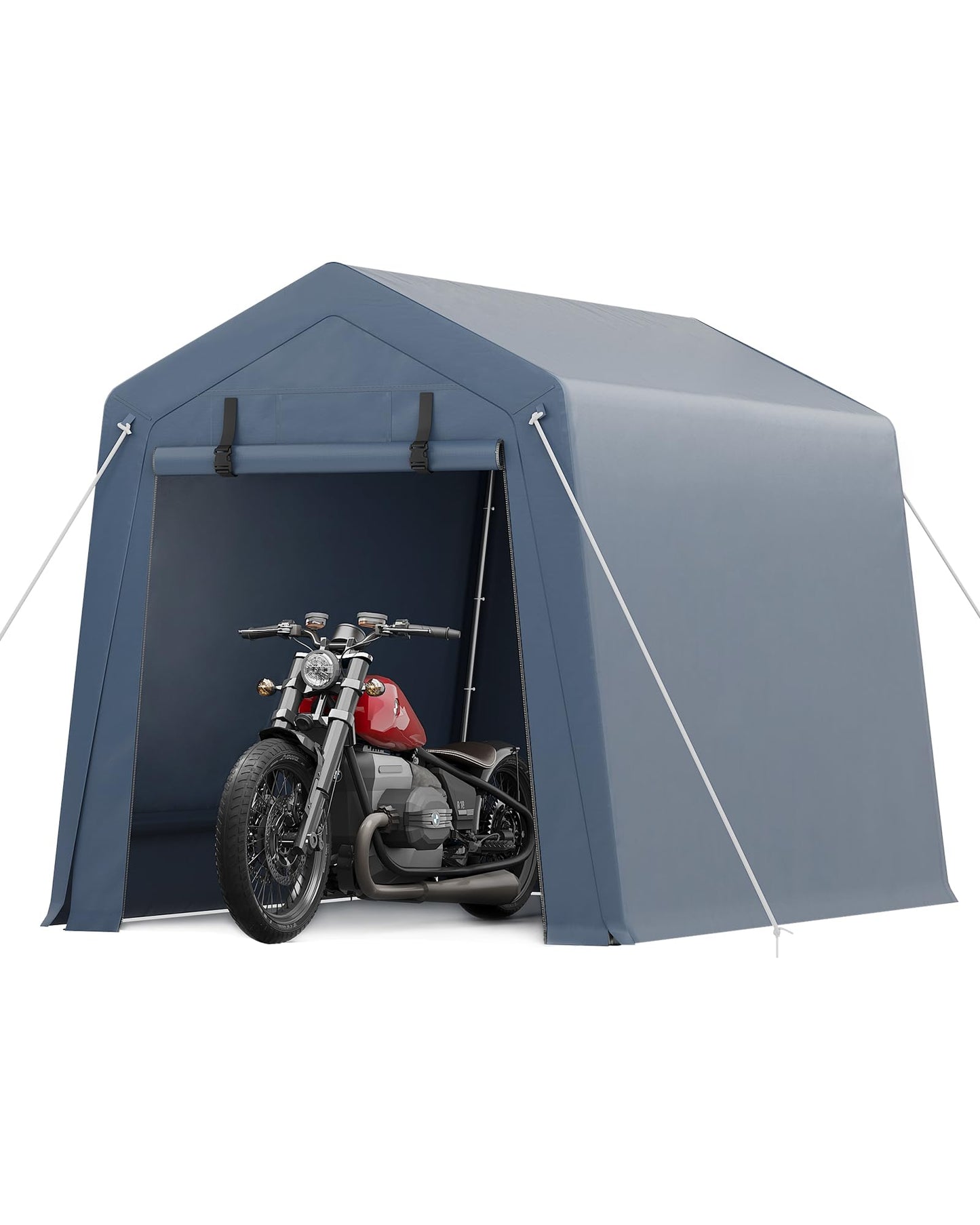 OUTLANE 6x6FT Heavy Duty Carport with Roll-Up Windows, Portable Garage Canopy Shelter for Car, Boat, Truck, Motorcycle, All-Weather UV-Resistant Waterproof Tarp, Metal Frame