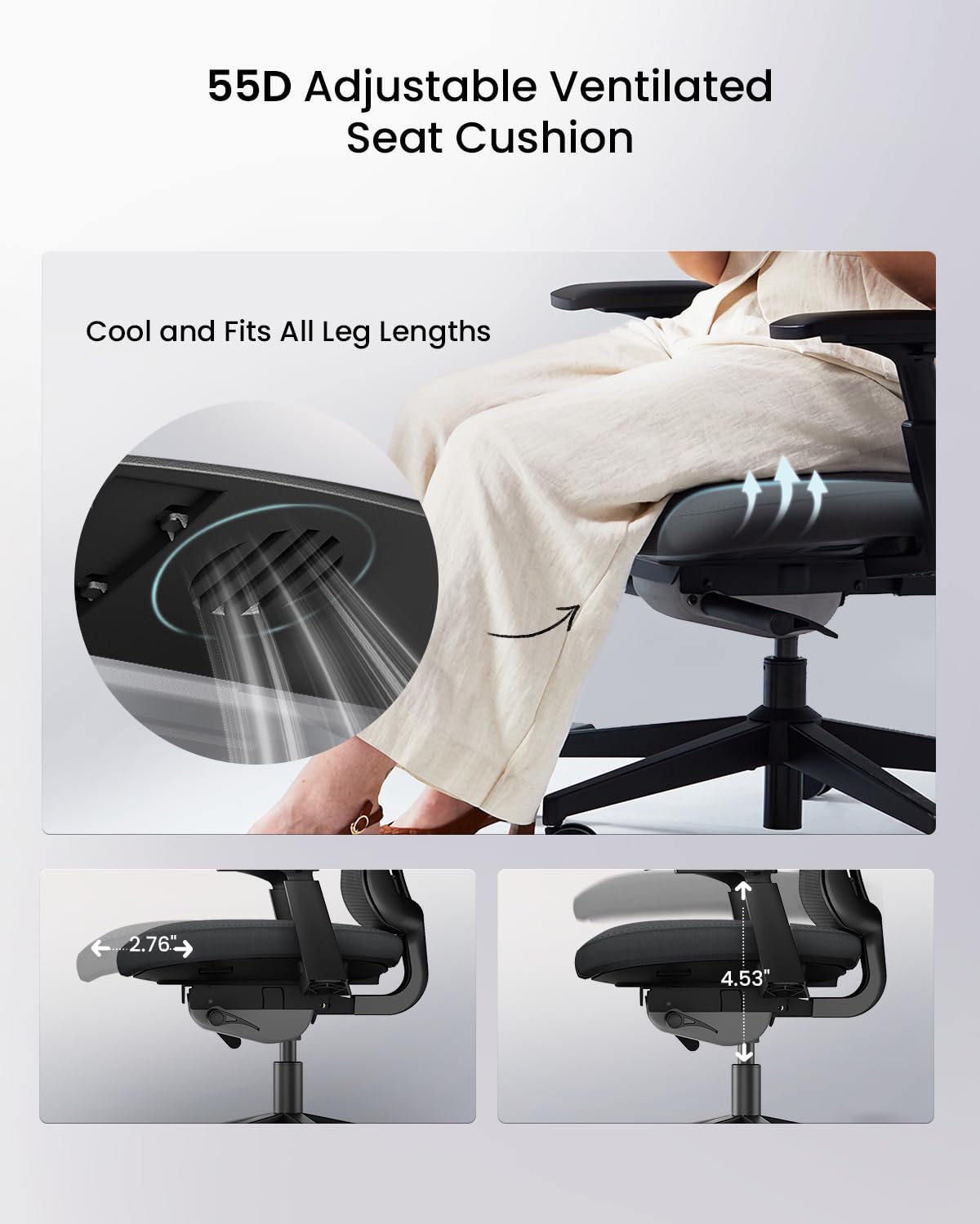 ProtoArc Ergonomic Office Chair - Flexer Pro Mesh Desk Chair with Lumbar Support, Slide Seat & 4D Armrests, Breathable Mesh from Wintex, Tilt Lock, Metal Base | for Home & Computer Work - Black