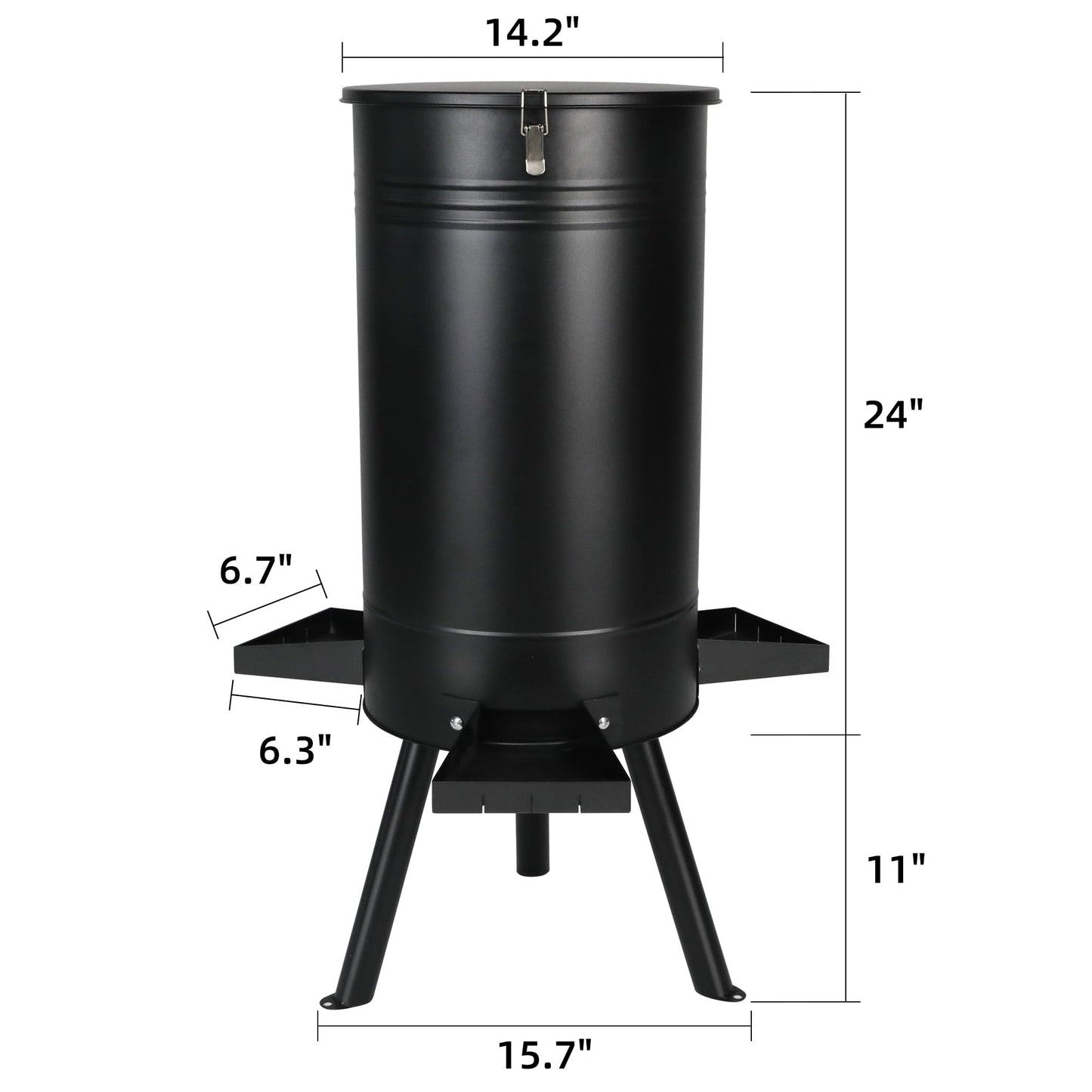 Solution4Patio 50-75 LB Large Metal Hunting Game Feeder, Heavy Duty Free Standing Deer Feeder, Portable Gravity Deer Feeder Automatic Dispenser, Weather-Proof (Black)