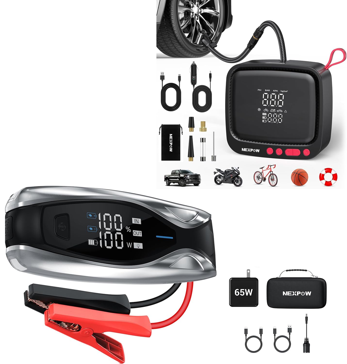 NEXPOW X7 10000A Jump Starter & NP19PRO Tire Inflator Portable Air Compressor