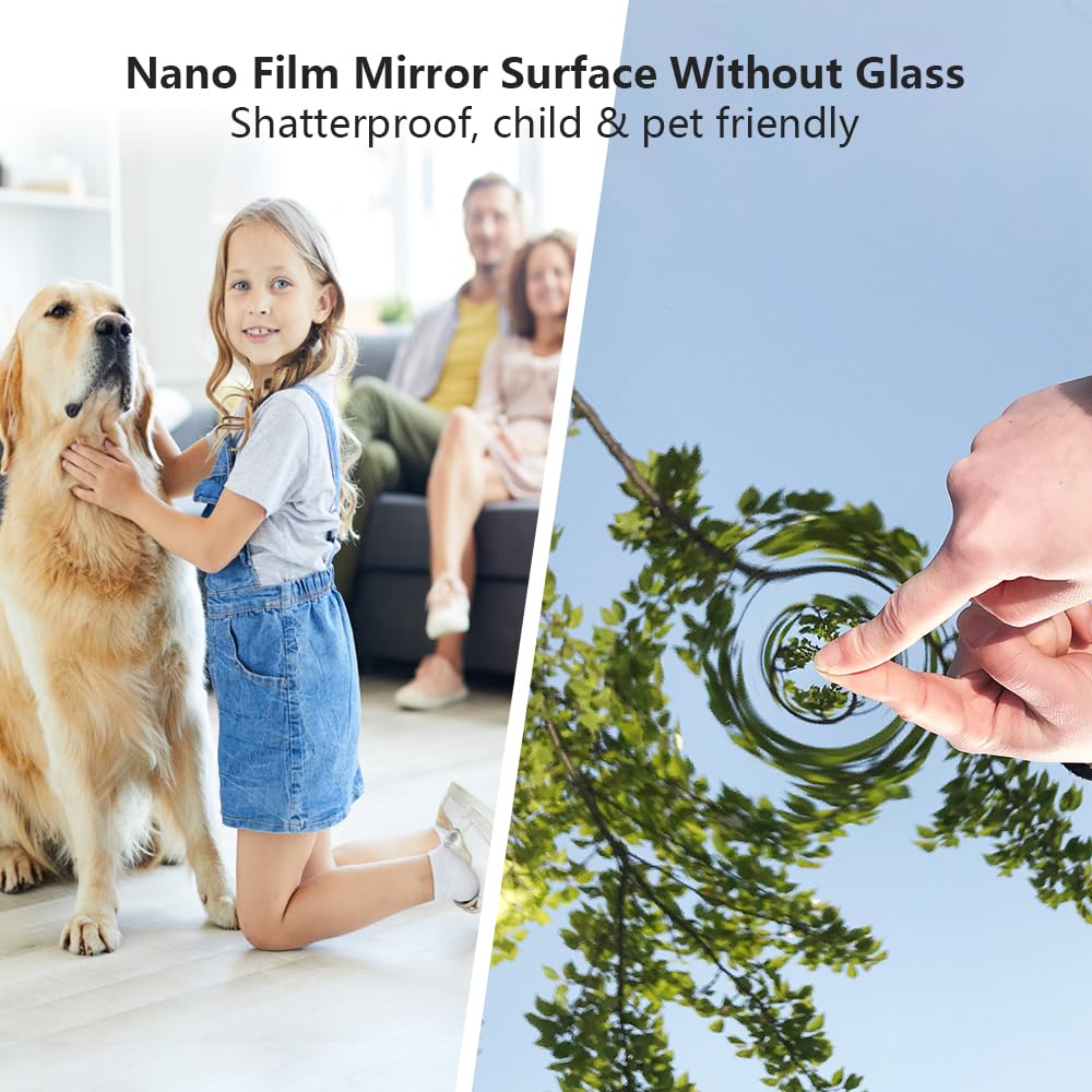 HDmuxel Full Length Mirror with Wheels, 79" x 44", White, Nano Film Surface Without Glass, shatterproof, Safe, Lightweight, only 16lbs Easy to Move and Install, for Home Gym, Dance & Yoga Studios.
