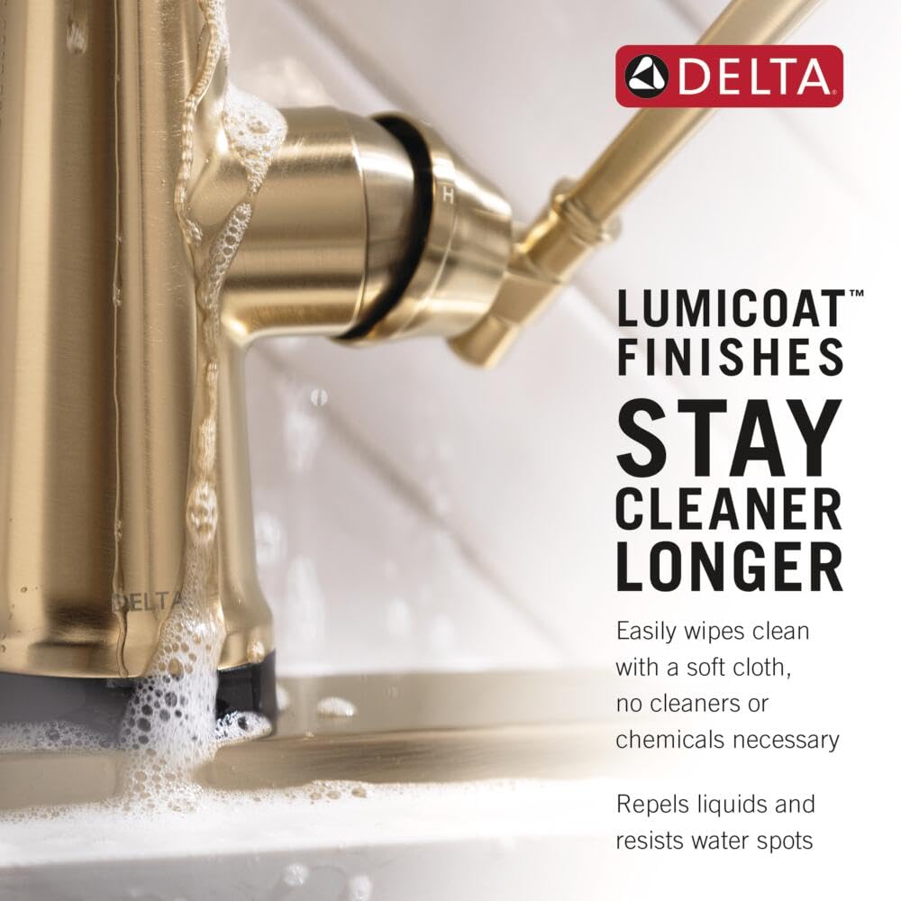 Delta Faucet Monrovia Gold Kitchen Faucet, Kitchen Faucets with Pull Down Sprayer, Kitchen Sink Faucet, Gold Faucet for Kitchen Sink with Magnetic Docking, Lumicoat Champagne Bronze 9191-CZ-PR-DST