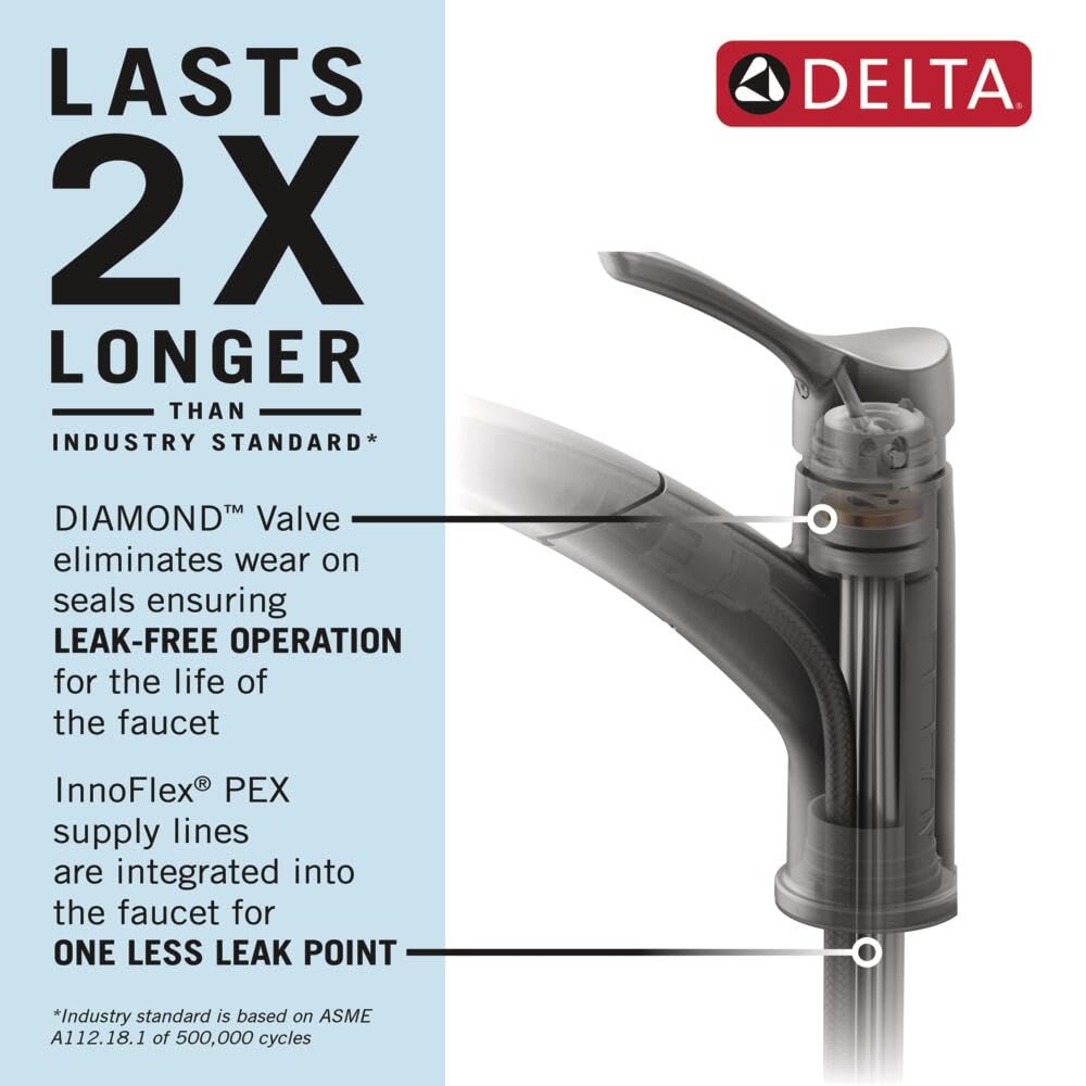 Delta Faucet Trinsic Pull Out Kitchen Faucet, Brushed Nickel Kitchen Sink Faucet, Kitchen Faucet with Pull Out Sprayer, Diamond Seal Technology, Arctic Stainless 4159-AR-DST