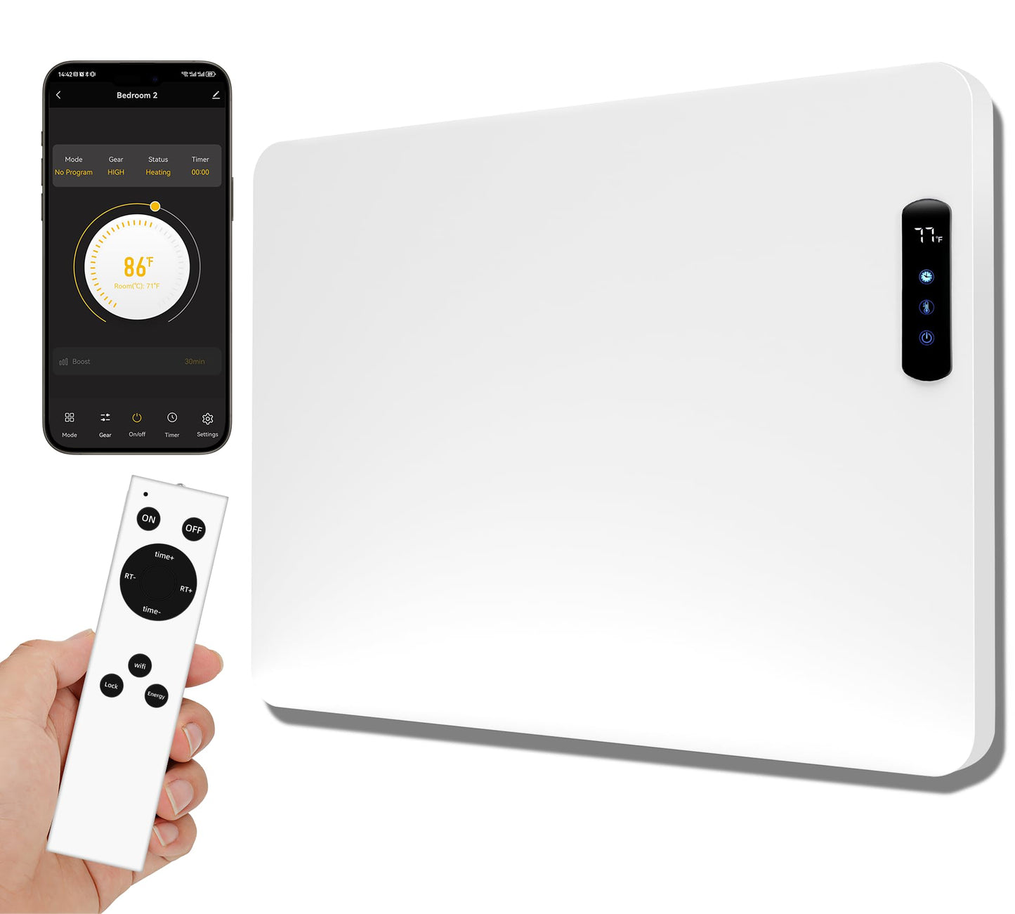 Wall Convection Space Heater Panel, Smart WiFi Wall Mounted Electric Heater for Indoor Use, 400W Energy Efficient Heaters with Remote & APP Control, Quiet Heaters for Bedroom, Office