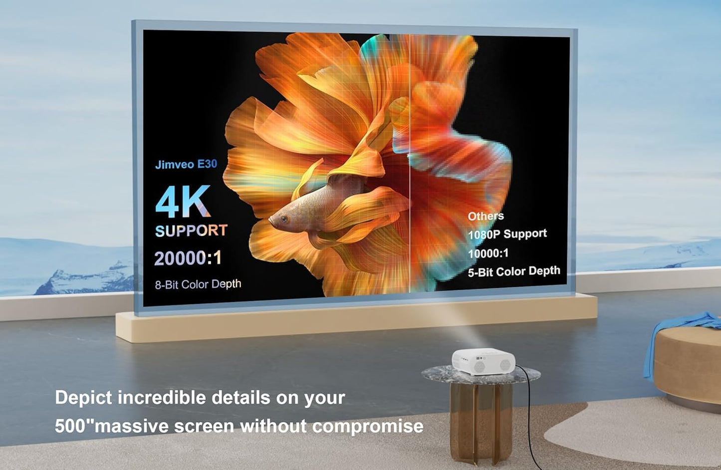 [AI Auto Focus/Auto Lens Cap] Outdoor-Projector-4K with WiFi 6 and Bluetooth: 1500 ANSI Portable Projector with Auto 6D Keystone & Zoom, Jimveo Native 1080P Movie Proyector 2026 Upgraded