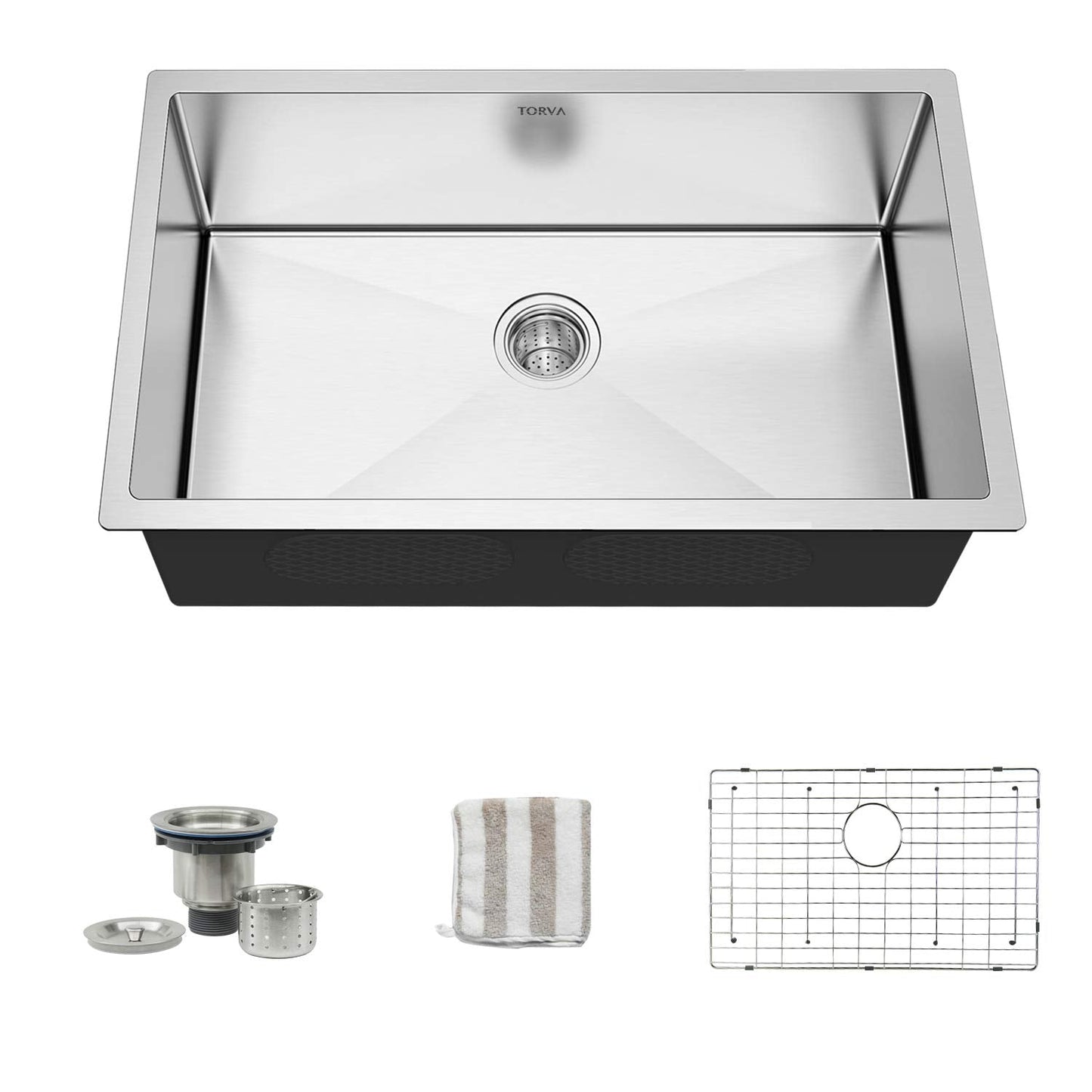 TORVA 28-Inch Undermount Kitchen Sink, Premium 304 Stainless Steel Bar Sink - 10 Inches Deep Basin Single Bowl Sink