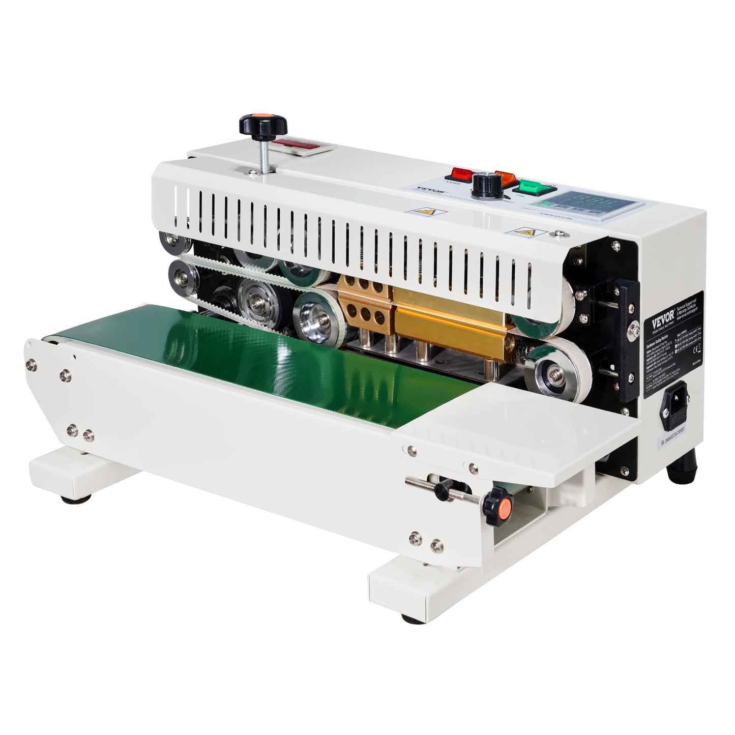 VEVOR Continuous Bag Band Sealing Machine FR900K Band Sealer Machine with Digital Temperature Control Horizontal Bag Sealer for 0.02-0.08 mm Plastic Bags Continuous Band Sealer w/Printing Function