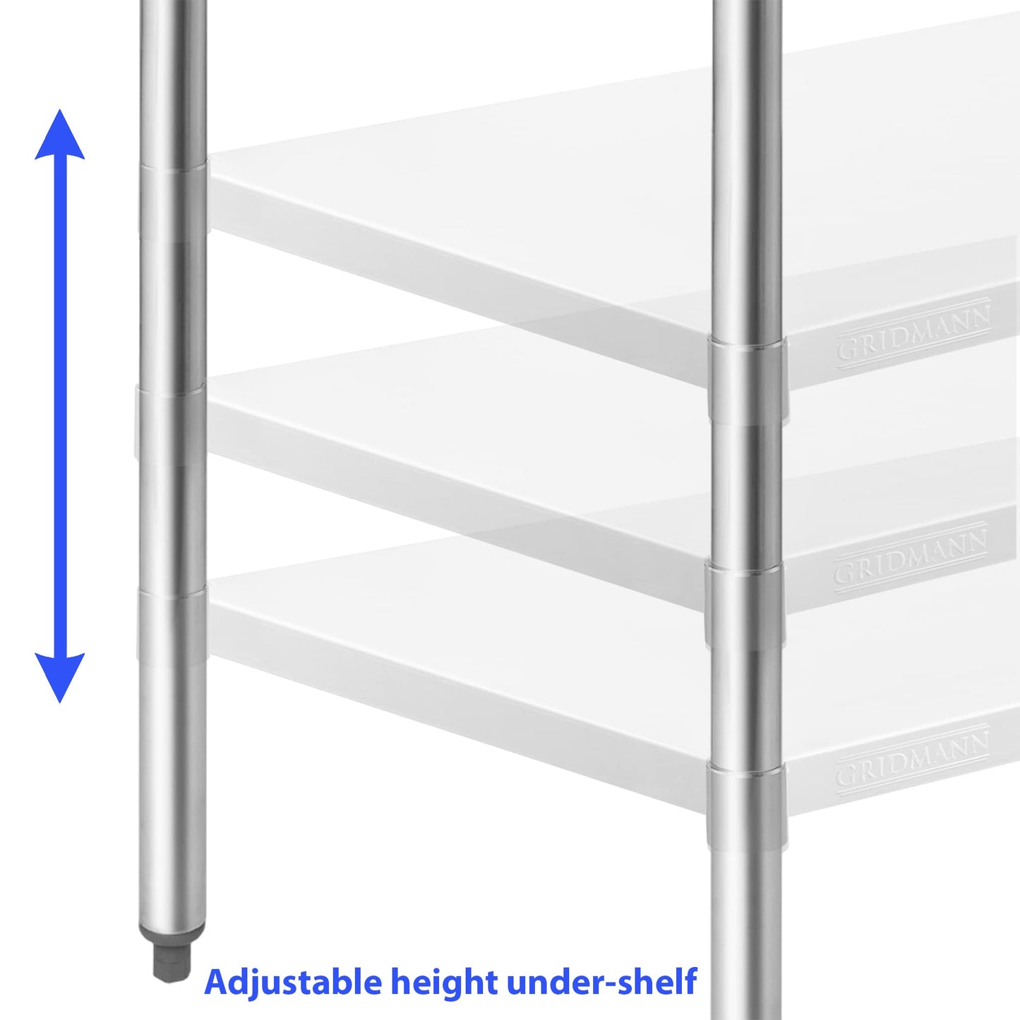 GRIDMANN Stainless Steel Kitchen Prep Table 72 x 30 Inches with Backsplash & Under Shelf, NSF Commercial Work Table for Restaurant and Home