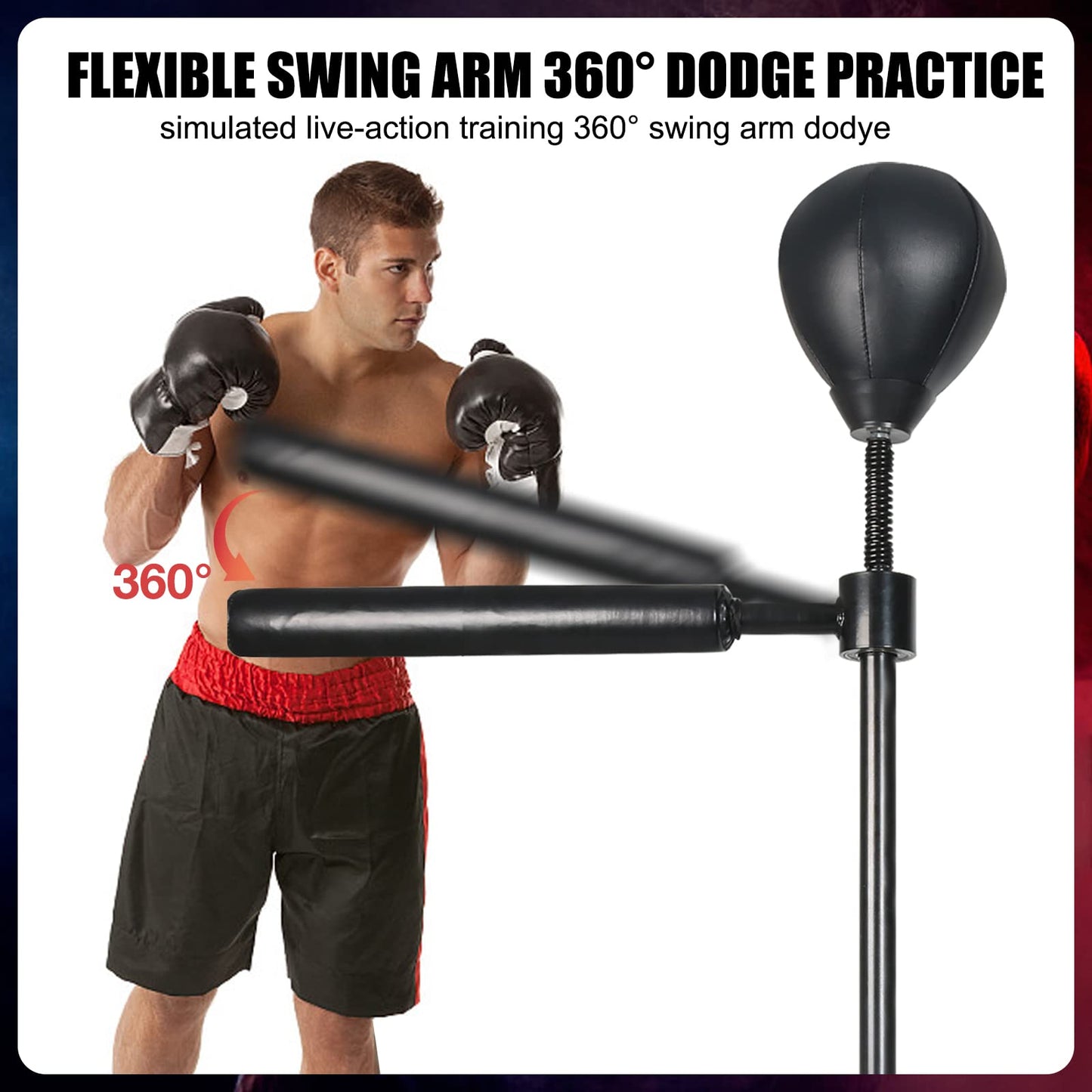 81IN Spinning Bar Boxing Speed Trainer Free Standing Punching Bag Adjustable Height Ideal for Adults and Youth Enhance Reflexes and Boxing Skills