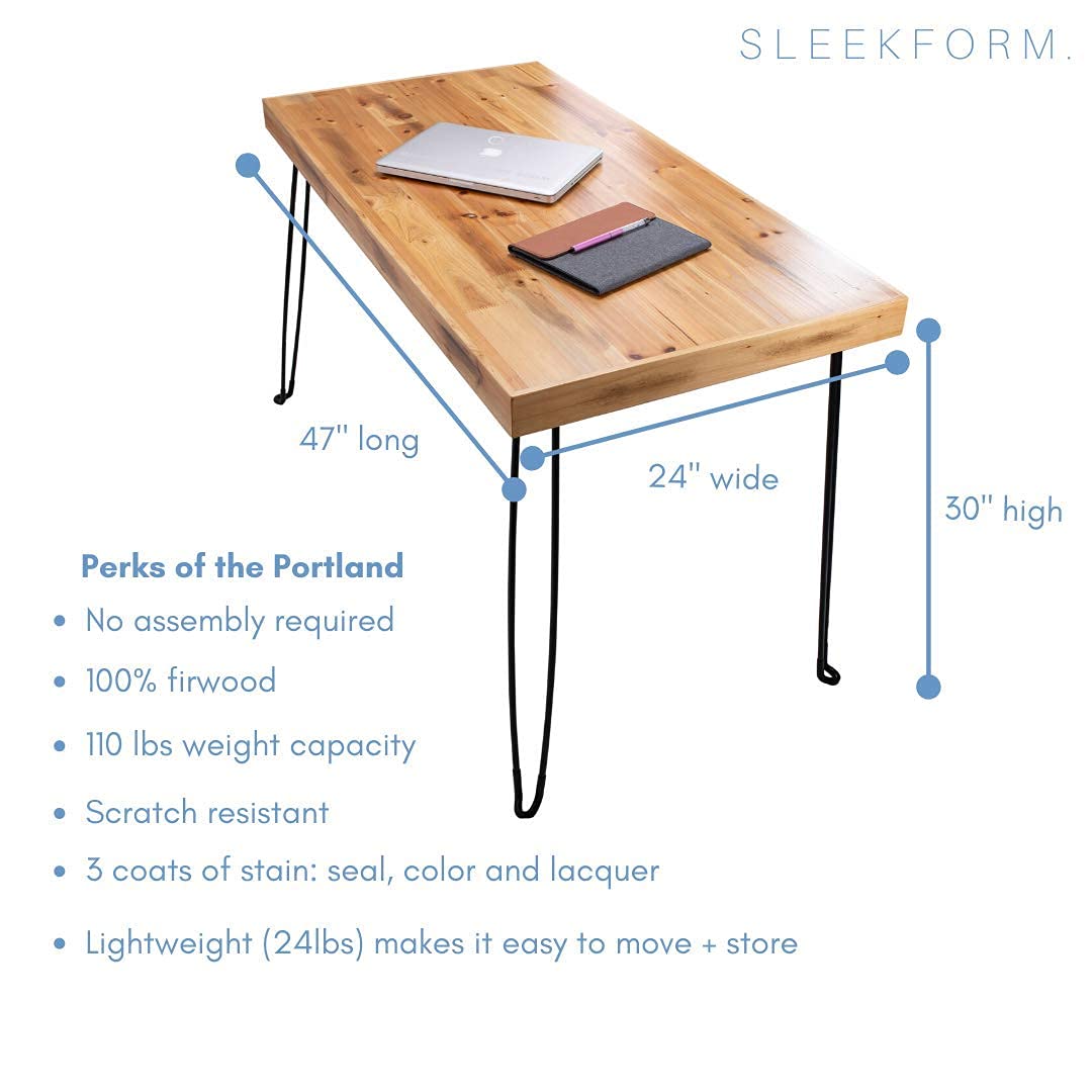 Sleekform Folding Wood Table Desk and Ergonomic Kneeling Chair