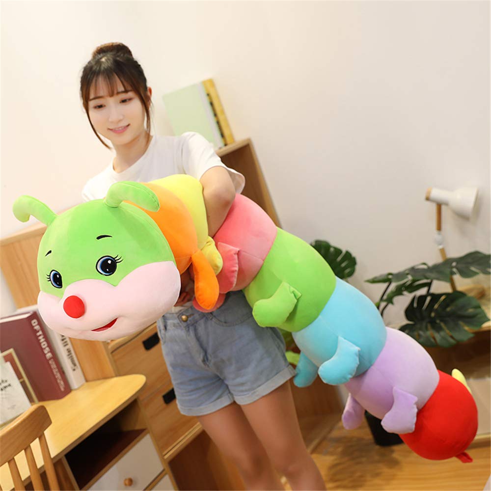 AOQI Multicolor Caterpillar Stuffed Animal Big Hugging Pillow Cute Plush Soft Pillow Doll,Giant Plush Toy,Gifts for Girl Boy Babies Birthday (51.8inch/130cm)