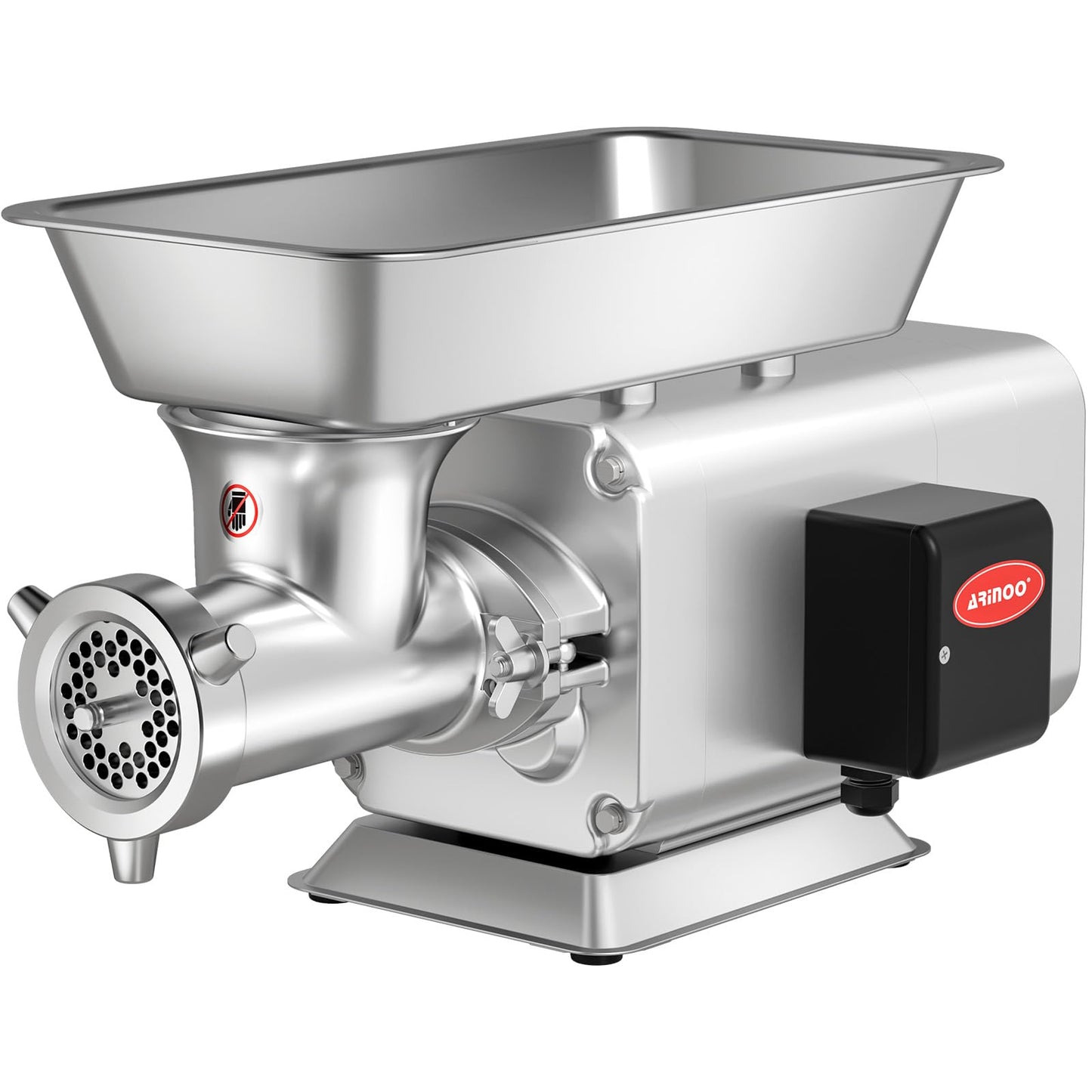 ARINOO Electric Meat Grinder, Grinds Chicken Bones, 1.7 HP Heavy Duty Stainless Steel Commercial #22 Meat Mincer Machine with 2 Plates, 2 Blades and 3 Sausage Tubes for Home Use, 11 Lbs/Min