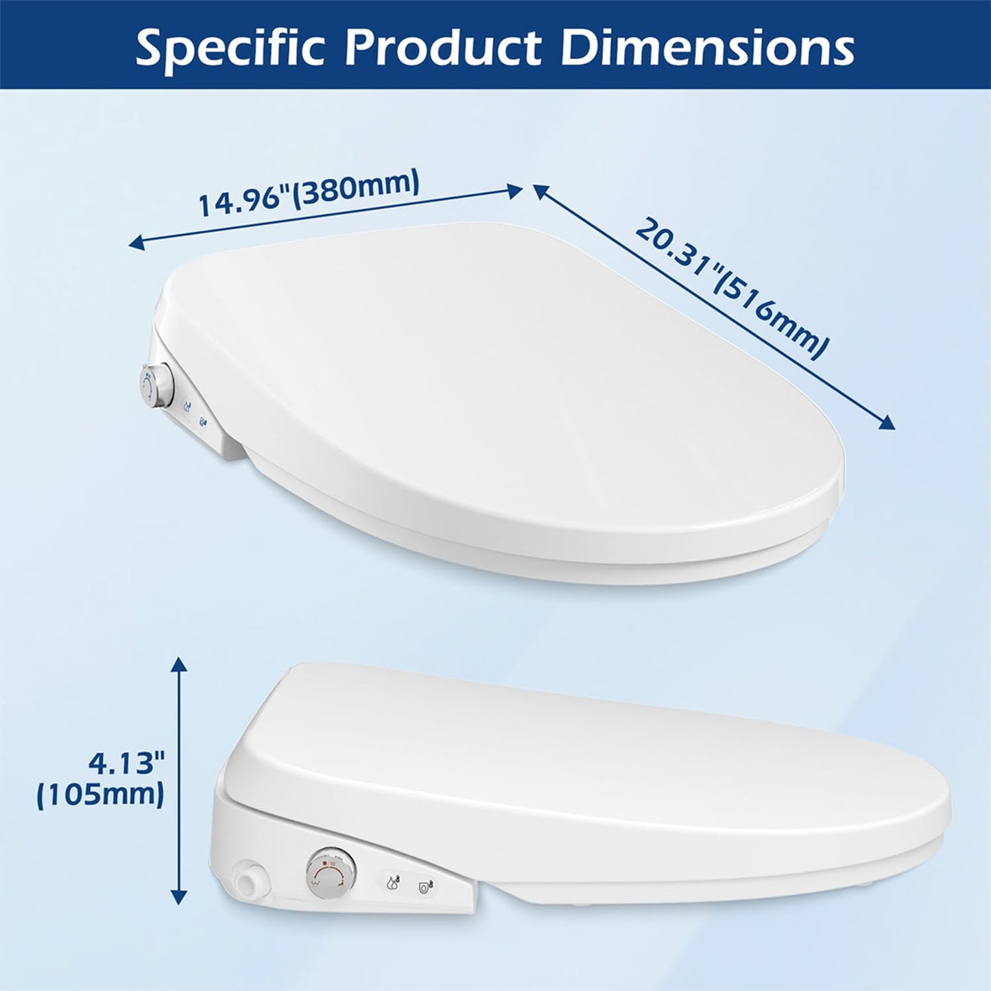GAICOM Bidet Toilet Seat Elongated, Electric Smart Heated Toilet Seat with Instant Warm Water & Dryer, Multiple Cleaning Modes, Remote Control, Self-Clean Nozzle, Soft Closed Toilet Lid, Night Light