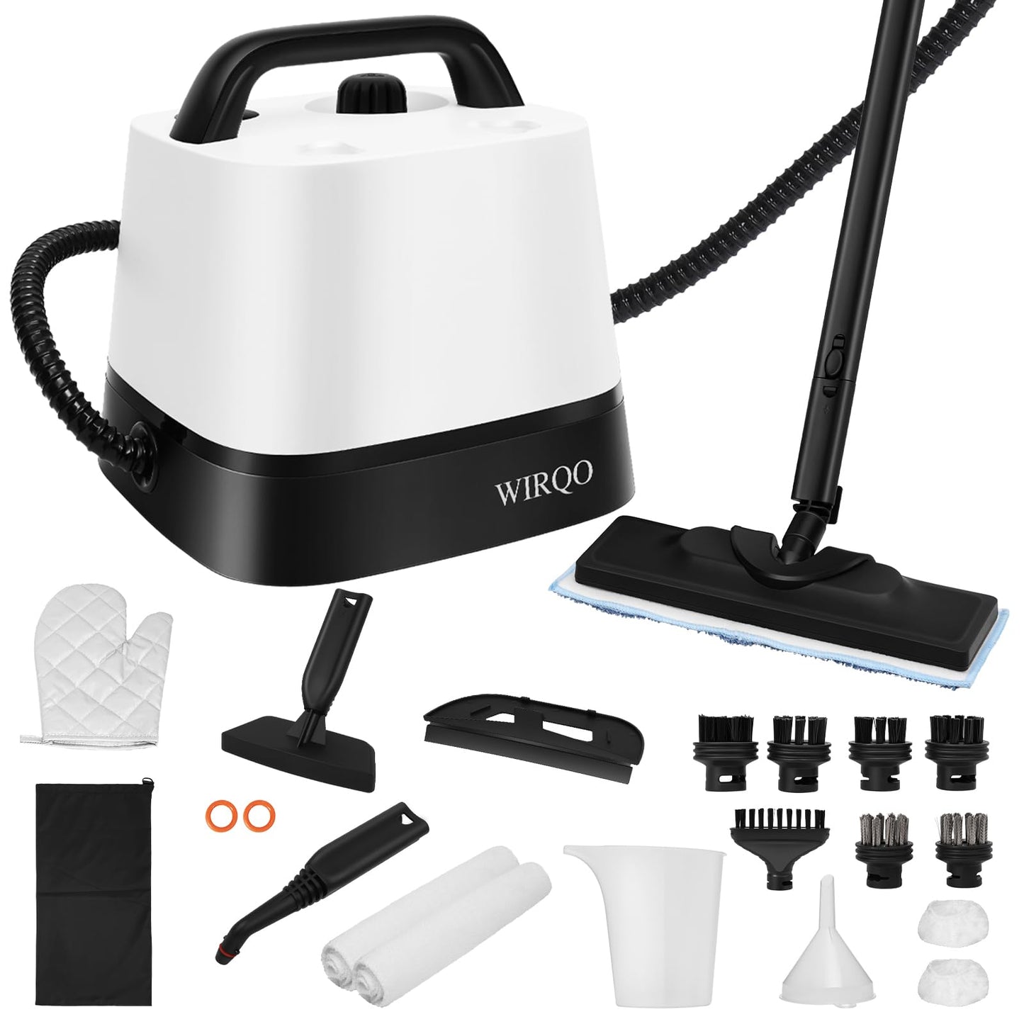 Steam Cleaner with 24-Piece Attachments, Multipurpose Steamer Mop for Home, Floor, Car, Grout, Tile, Furniture, Carpet, Couch, Window, Wall, Upholstery, Oven Grease, Canister, 1.5L Tank