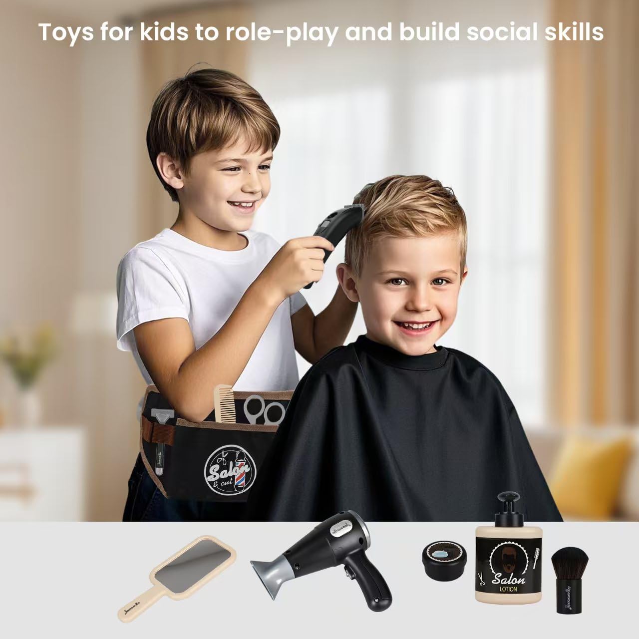 YIYZAOF Kids Barber Shop Pretend Play Toy-Toddler Hair Salon Toys Playset-Kids Shaving Kit for Boys,Gift Suitable Boys Ages 3+