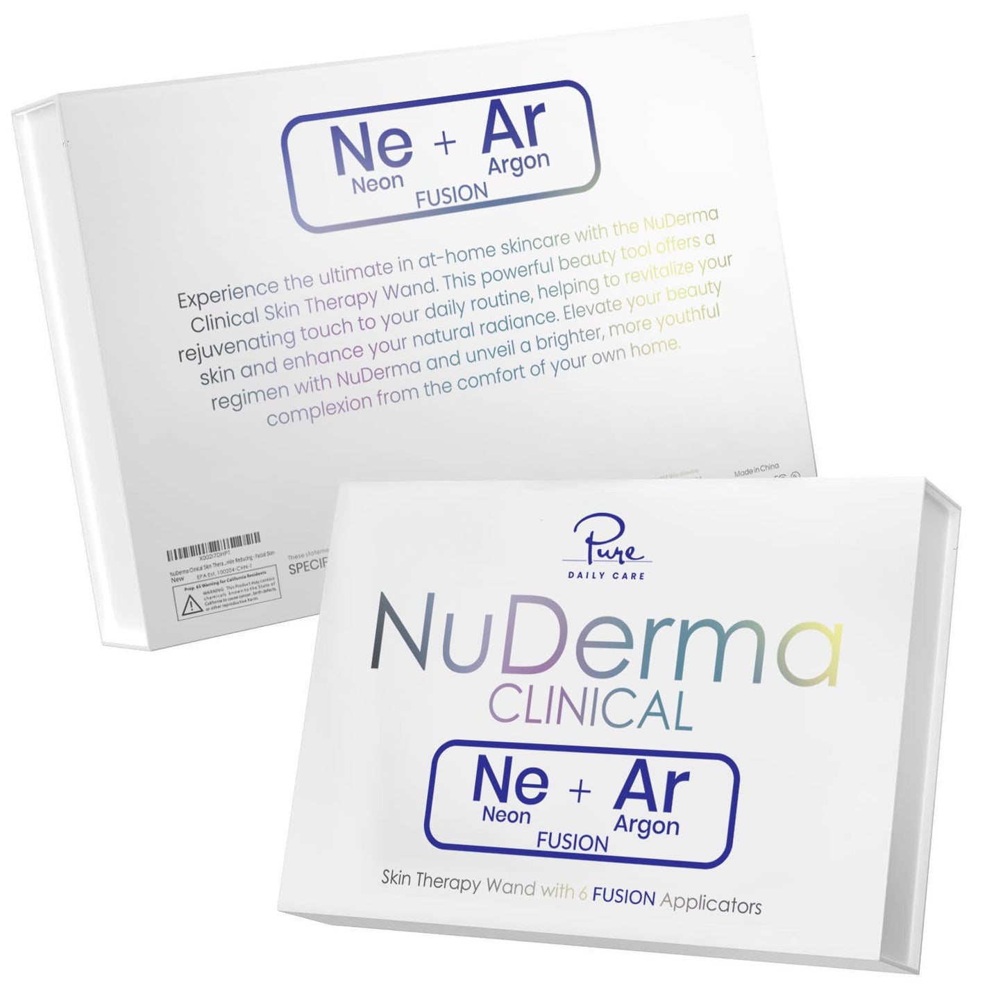 Pure Daily Care NuDerma Clinical Portable Skin Therapy Wand, Machine with 6 Fusion Neon + Argon Wands – Anti Aging - Clarifying - Skin Tightening & Radiance - Wrinkle Reducing (Pack of 2)