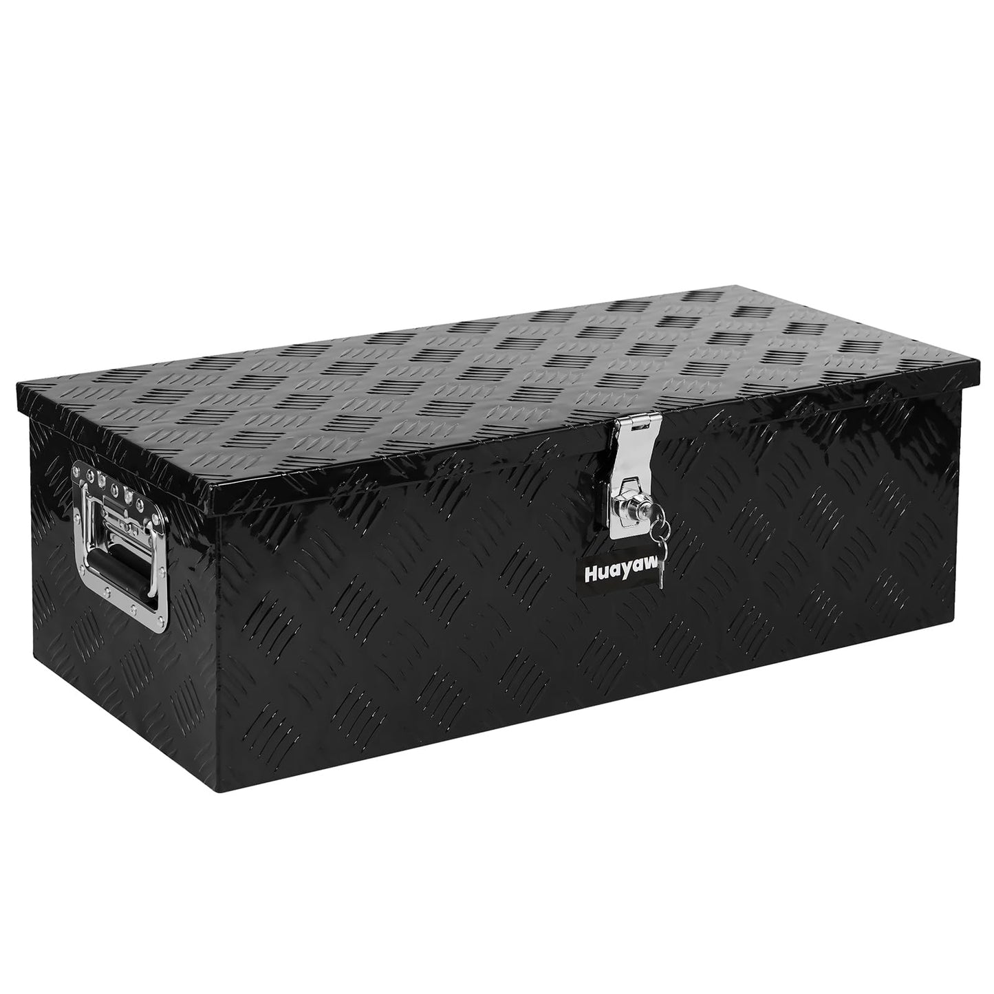 Aluminum Truck Tool Box, Heavy Duty Waterproof Truck Storage Organizer, Pickup Truck Bed RV Trailer with Side Handle, Lock and Keys (Black, 30-INCH)