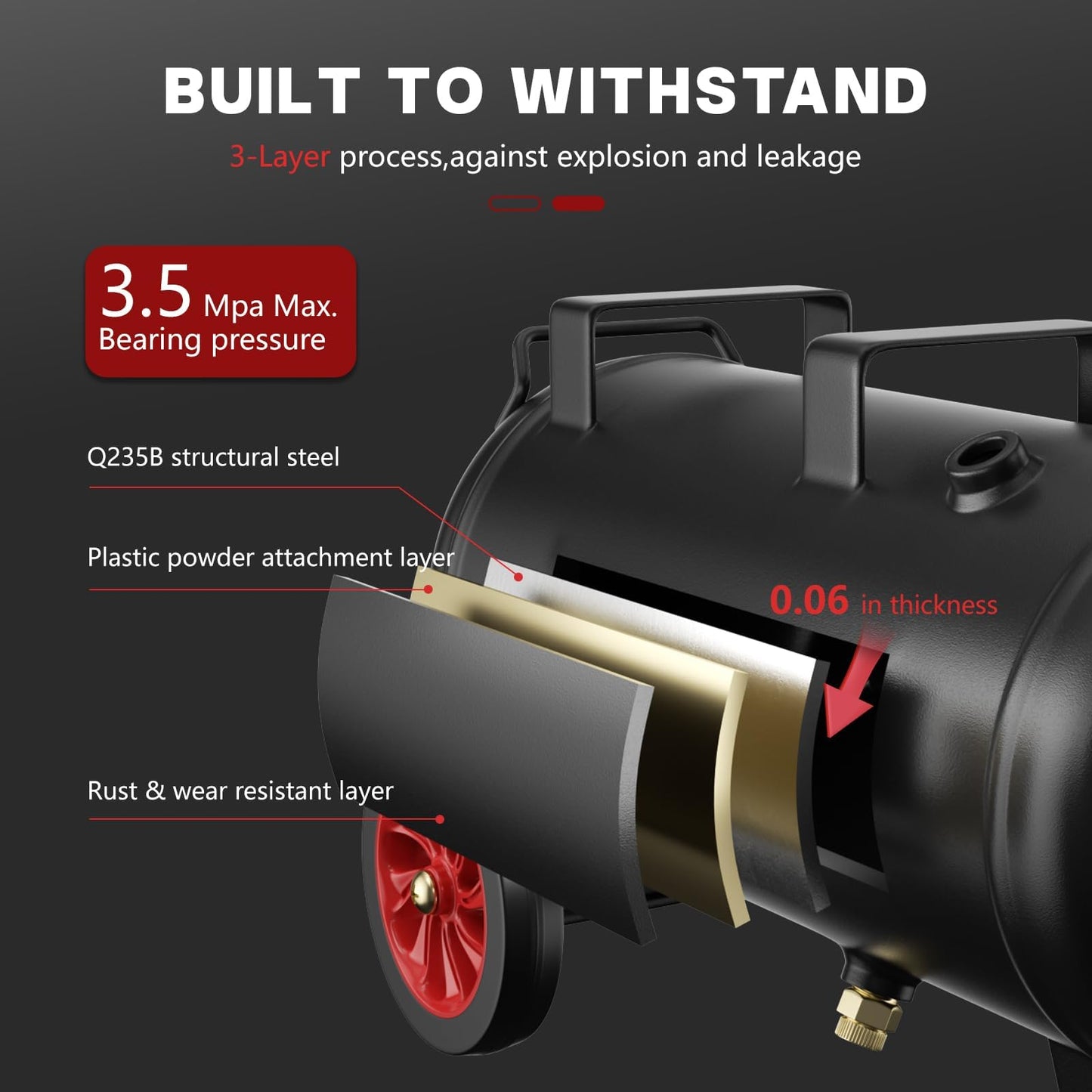 Nessxa 14 Gallon Ultra Quiet Air Compressor with 2 Quick Couplers 2HP 8.75 CFM, Max 115 PSI Pressure Oil-Free Air Compressor Tank, 70dB Quiet Compressor for Auto Repair, Tire Inflation 110V/60hz
