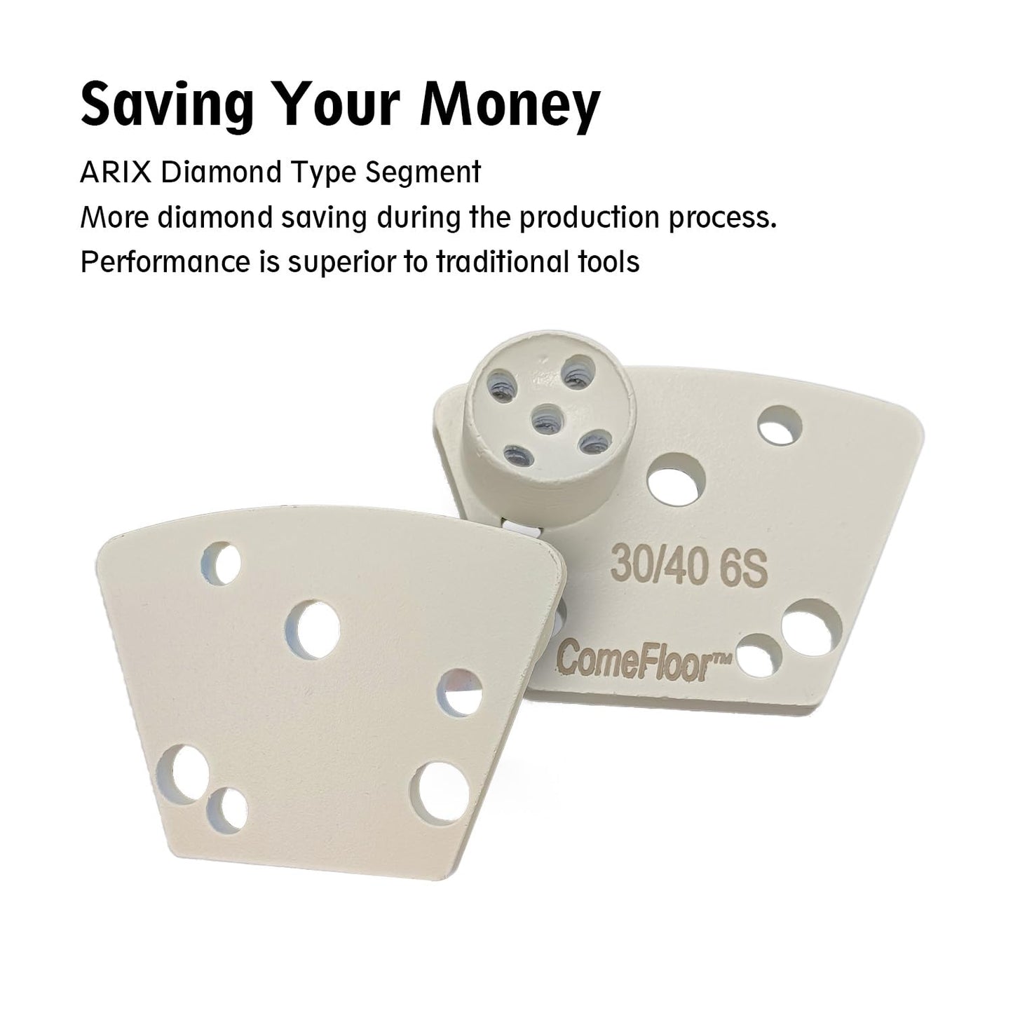 Concrete Floor Grinding Disc, Arranged Diamond Metal SSSSSS Bond for Super Hard Concrete Preparation, ARIX Segment, Compatible with ASL/Warrior/Iron Horse Grinders, 30/40 Grit, 9PCS
