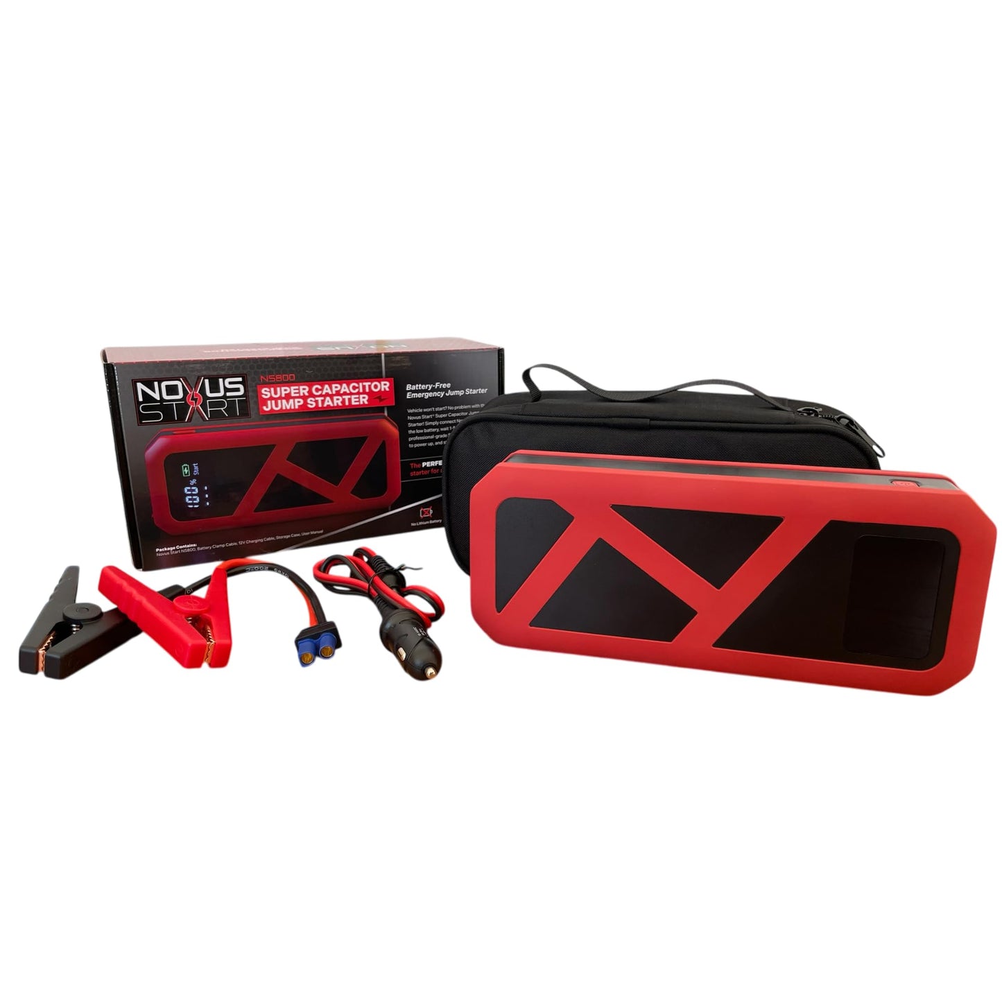 Novus Start Super Capacitor Jump Starter: No Prep Needed, No Internal Battery, Eco-Friendly & Maintenance-Free Car Accessory, No Need to Pre-Charge, 800 Amp Power, Designed for Any 12V Gas Engine