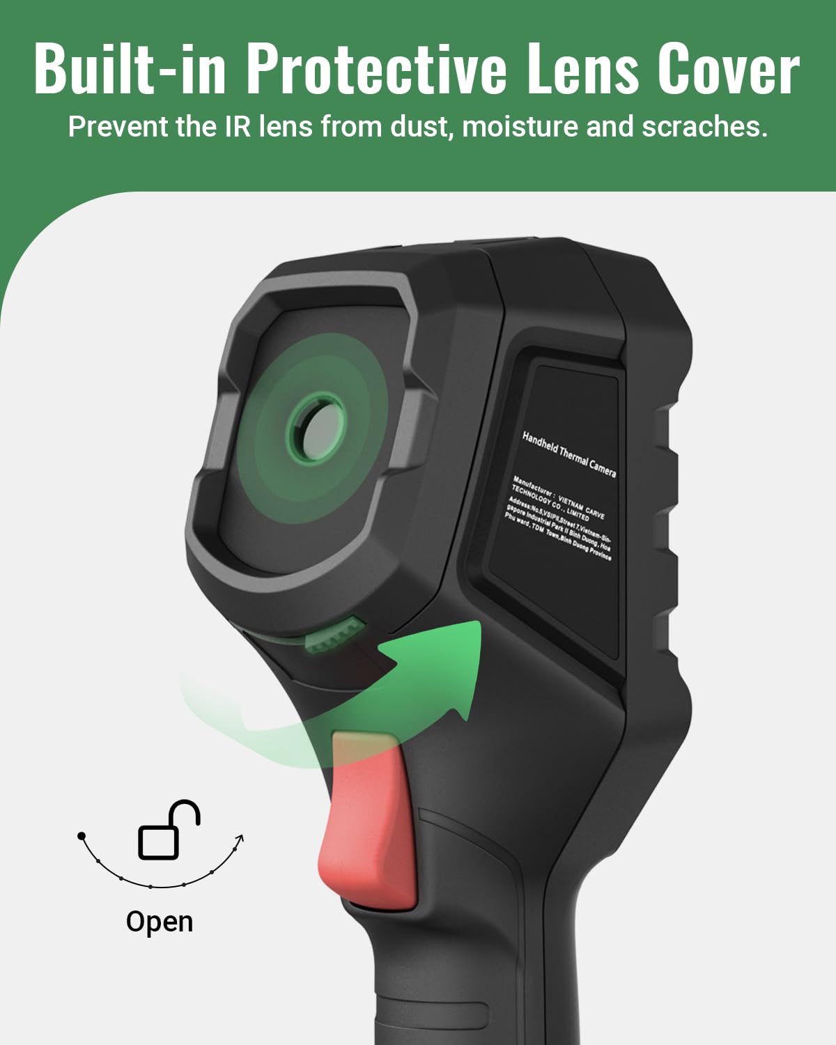 HF256 Thermal Imaging Camera, 256 x 192 IR Resolution, Super Resolution 320 x 240 Therma Camera, 3.2" LCD Screen, 25 Hz Frame Rate, High/Low-Temperature Alarm, 16 GB Storage Infrared Camera