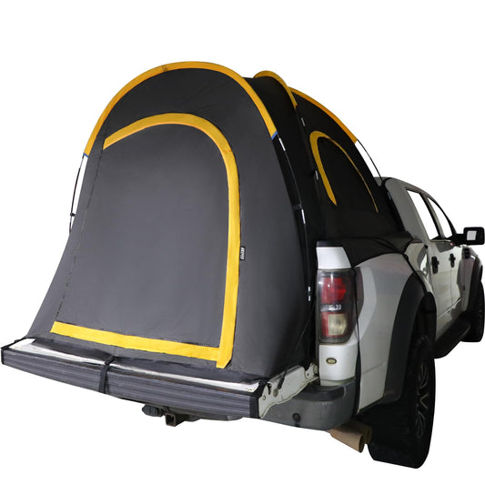HREFEU Pickup Truck Blackout Tent, Portable Truck Bed Tent for Camping, Waterproof PU2000mm Double Layer for 2 Person, Compact and Full Size Regular Bed Long Bed (Black) (5.0-5.2)