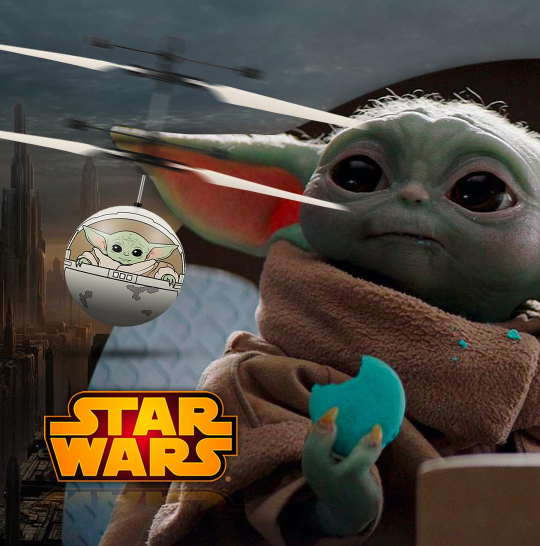 World Tech Toys Star Wars Baby Yoda Flying Toy – Motion Sensing Flying Ball with USB Charging - Star Wars Licensed - Indoor/Outdoor Drone for Kids Ages 6+