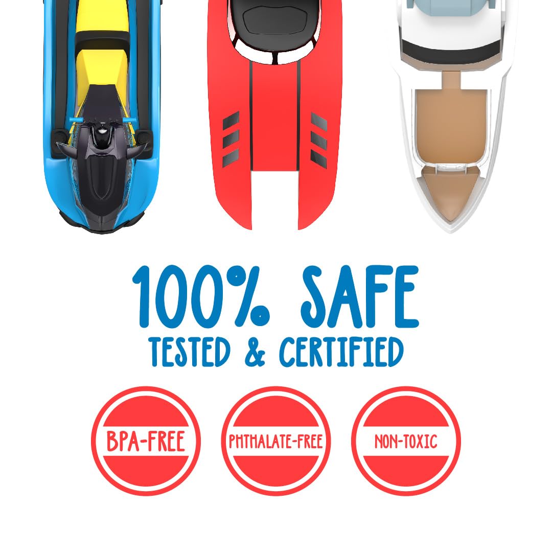 SplashEZ Bath Toy Boats for Toddlers, Mold Free Boat Bath Toys for Kids & Toddlers, No Hole for Water Floating Ships for Bathtub, Pool, Shower for Boys & Girls, 3-Pack: Jet Ski Yacht Catamaran