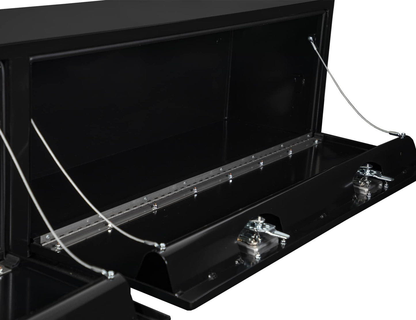 Buyers Products 1702960 Black Steel Topsider Truck Box With T-Handle Latch, 16 x 13 x 96 Inch Truck Tool Box For Storage And Organization, Lockable Tool Chest for Work Trucks