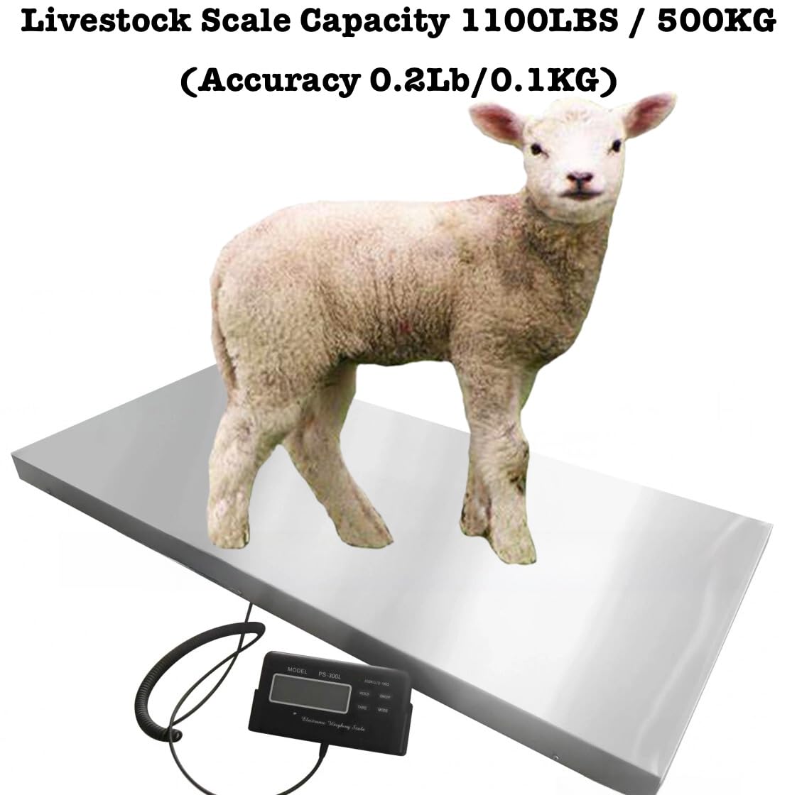 1100Lbs / 0.2Lbs Livestock Scale, Large Digital Pet Dog Scale, for Veterinary with 40.6x20.5in Stainless Steel Platform, Heavy Duty Industrial Shipping Scale for Large Breed Animal Farm