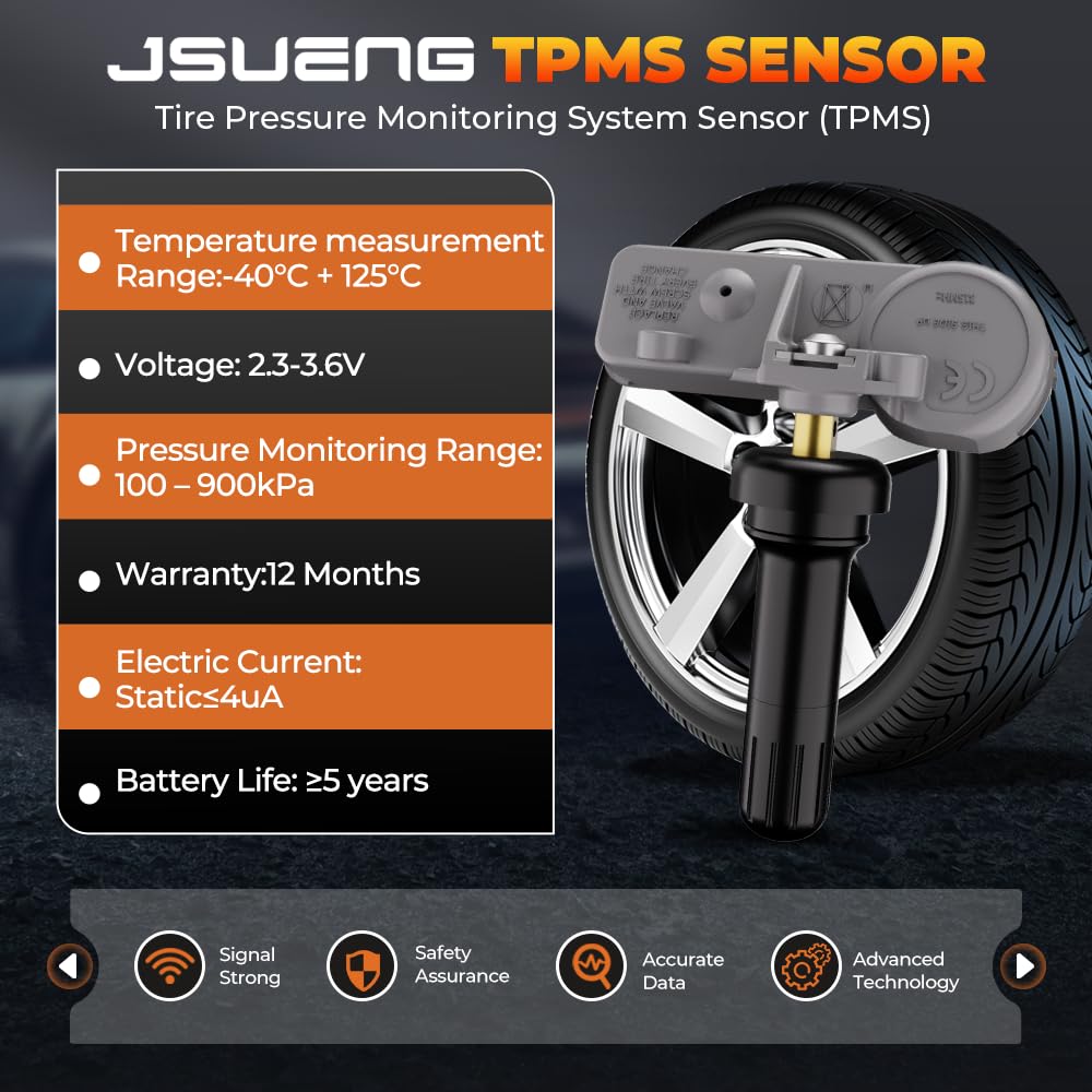 TPMS Sensor GM, 315Mhz Tire Pressure Monitoring System Sensor Compatible for Chevy Silverado Buick Cadillac GMC Pontiac Saturn Saab Replaces 13581558 13586335 13598771 13598772 Set of 4