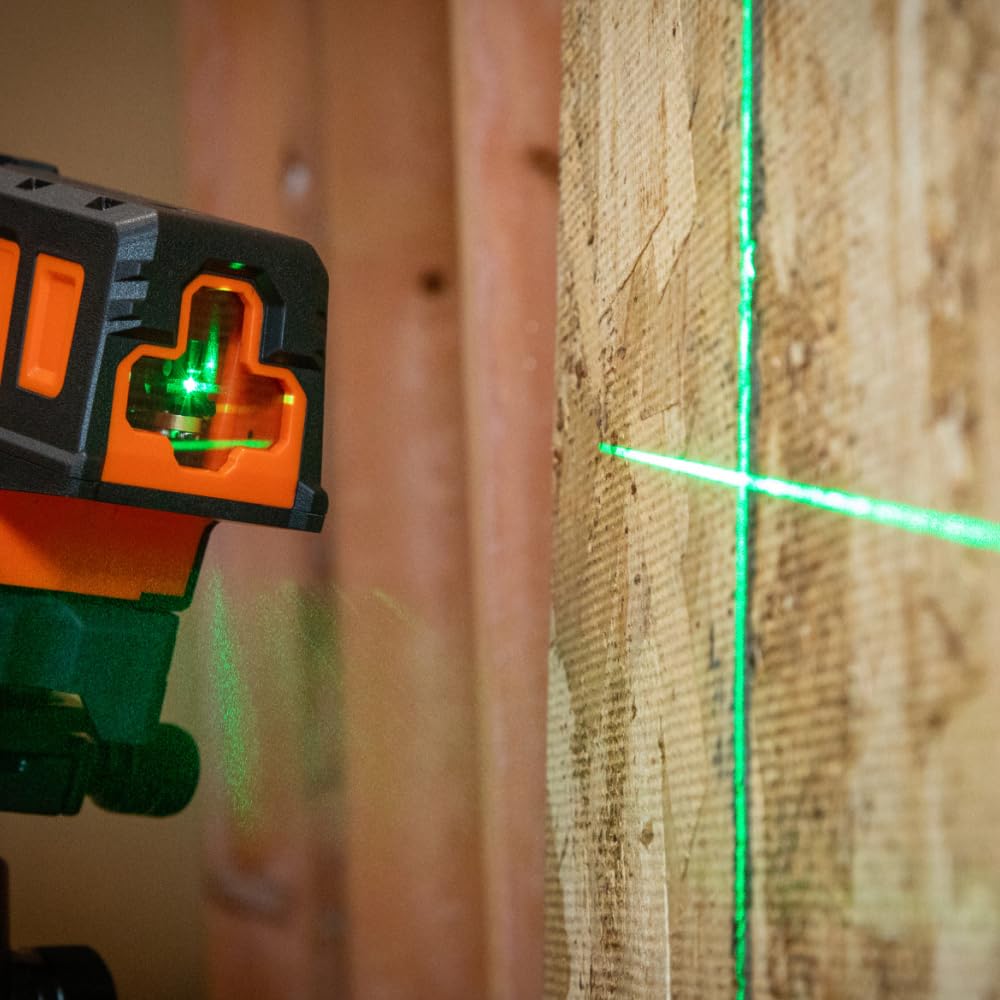 Klein Tools 93MCLPG Compact Self-Leveling Laser Level with Plumb Spot, Bright Green Cross Line, 75-Foot Range, Laser Class 2, Power Output <1mW, Magnetic Mount