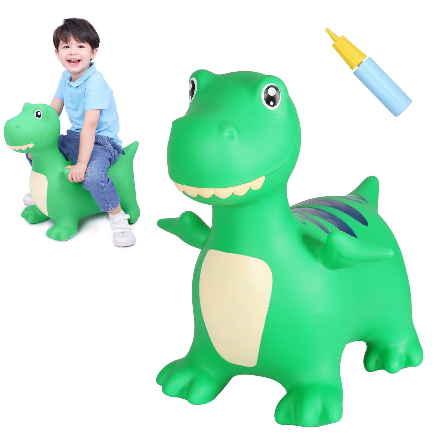 INPANY Bouncy Horse, Dinosaur Hopper Toys for 2 Year Old Boy, Toddlers Bouncing Animal, Inflatable Hopping Buddies for Kids, Ride on Rubber Bouncer, Indoor Outdoor Birthday Gifts Toy for 3 4 Yr Girl