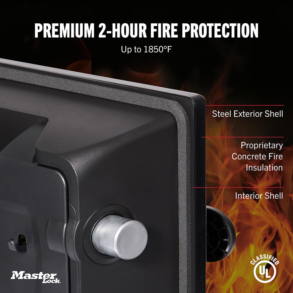Master Lock Black Premium Fireproof and Waterproof Safe with Combination Dial, 1.23 cu-ft, STW123DUB