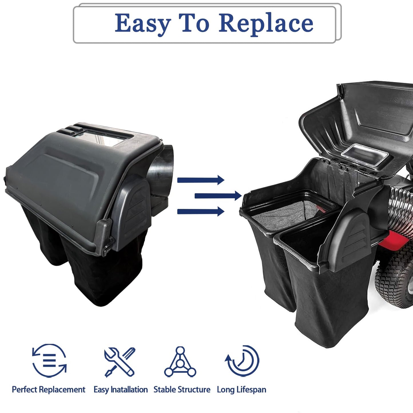 Gabasinover Twin Bagger/Double Bagger Fits for Riding Lawn Mowers 42-46 Inch 2010 and After Various Troy-Bilt Cub Cadet CRAFTSMAN Other Models (Replace OEM NO.19B30031 and 19A30031OEM)