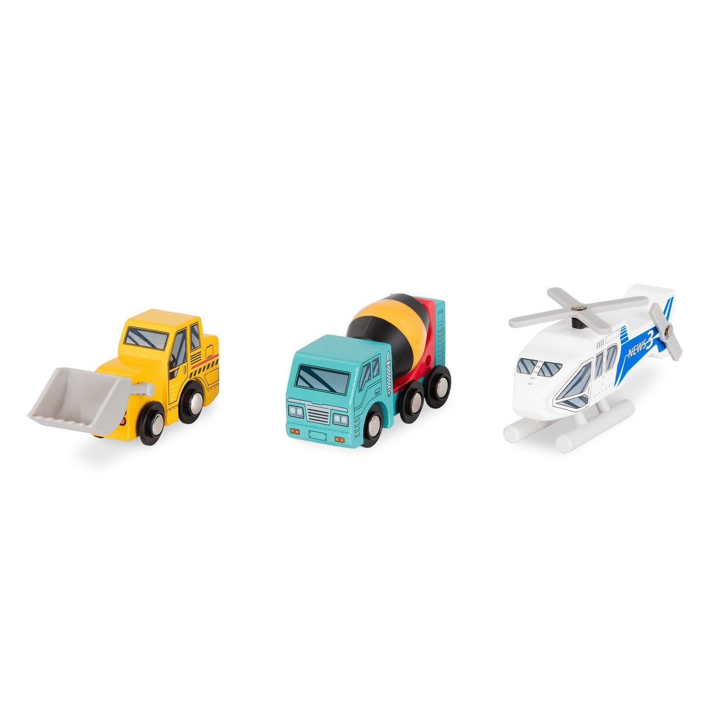 Battat – Wood Cars for Kids – 6 Pieces Toy Vehicle Set – Mini Rescue & Construction Vehicles – Toddler Truck Toys – 3+ Years– Wooden Vehicles Set 1