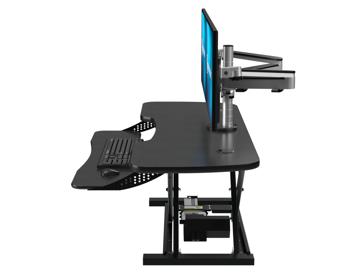 VERSADESK® PowerPro™ Elite® 48” x 24” Electric Sit-to-Stand Desk Converter w/Keyboard Tray for Home or Office | USB Charging Port | Supports Multiple Monitors | Lifts 80 lbs. - Black