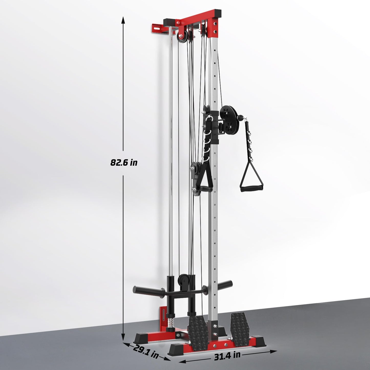 LAT Pull Down Machines, Dual Pulley Cable Machine with High & Low Stations, 20-Position Wall Mount LAT Tower for Cable Crossover, Row, Chest Press & Leg Exercises | Home Use