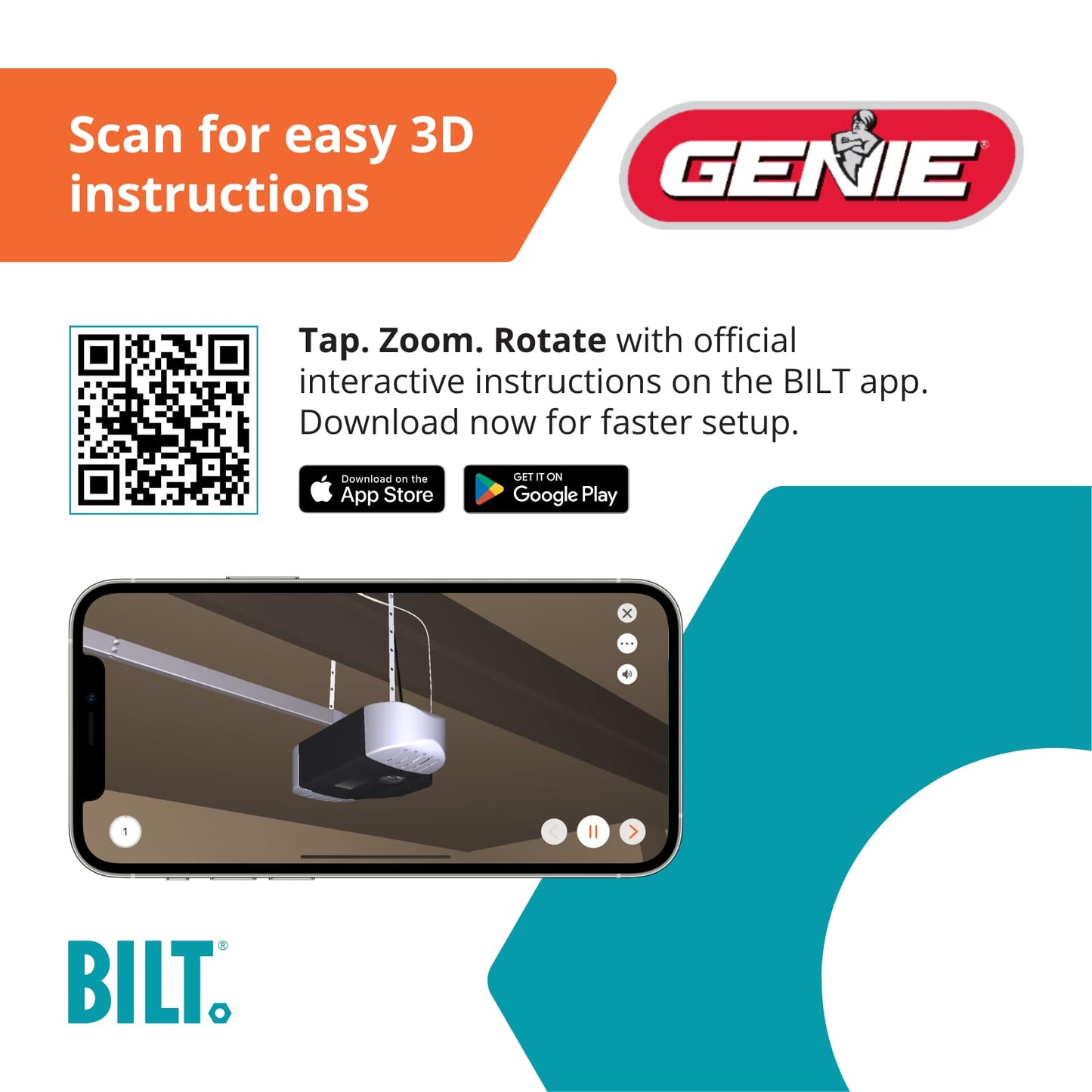 Genie Chain Drive 550 Garage Door Opener, Heavy Duty Chain Drive Opener, Model 2035-TKO