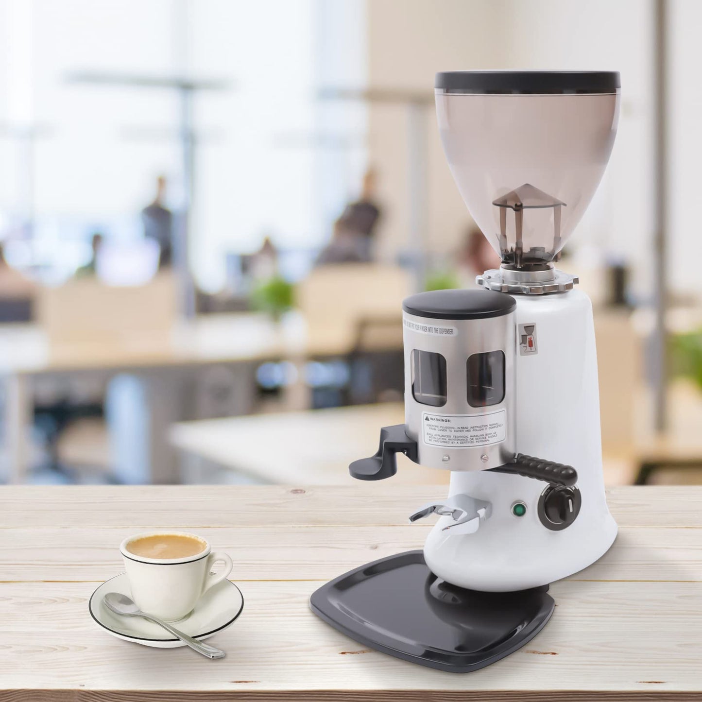 Commercial Coffee Grinder, 110V 350W Electric Coffee Grinder Semi-Auto Burr Mill Espresso Coffee Makers Grinding Tool with Grinding+Hopper for Homes, Coffee Shops, Offices, Restaurants