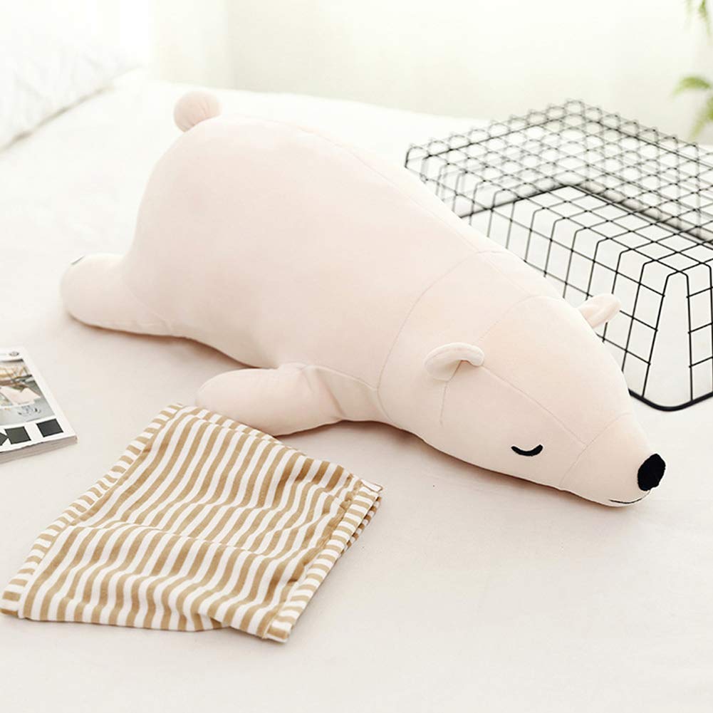 MMTTAO Stuffed Polar Bear Animal Plush Toy 20 Inch Large White Sleeping Bear Animal Stuff Soft Plushies Cute Dolls Collection Huggable Pillow Cushion Birthday Gift for Kids Child Boys Girls, 20Inches