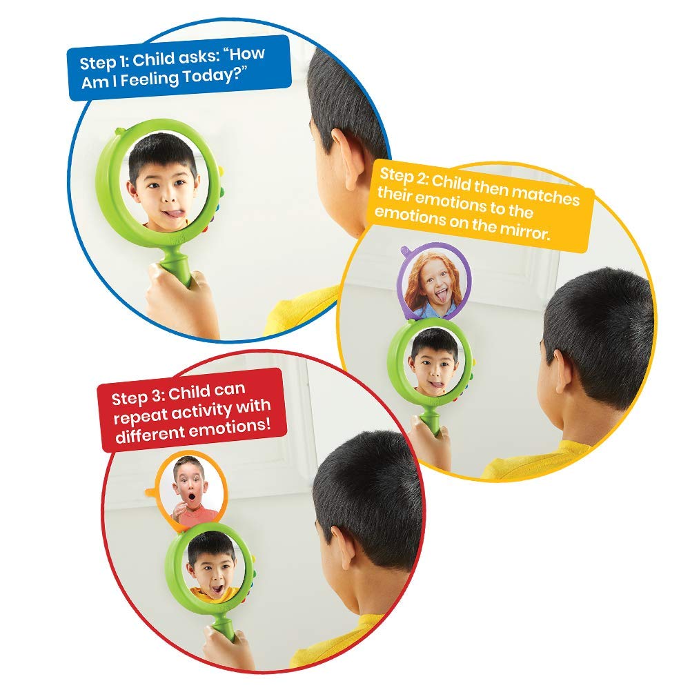 hand2mind See My Feelings Mirror, Play Therapy Toys, Mindfulness for Kids, Emotional Regulation Activities, Social Learning Supplies, Calm Down Corner Set, Set of 4