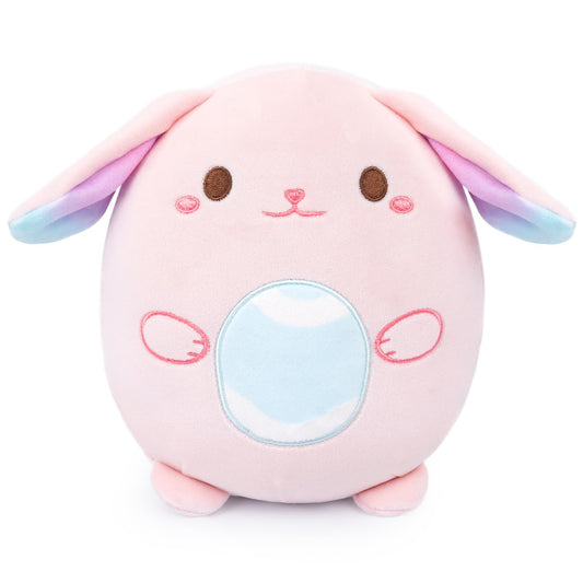Hagusahuo Easter Stuffed Animal Bunny Plush, 8inch Pink Easter Bunny Stuffed Animal with Egg for Kids, Cute Easter Basket Stuffers Soft Rabbit Doll Toy Gift for Girls Boys Party Favors