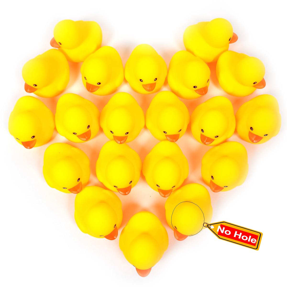 Kalafona Waterproof No Squeak No Hole No Bebe Noise 20 Pcs 3 Inch Rubber Funny Yellow Ducky Duck Bath Pool Toy Without Hole for Kid Shower Bathtub Toy Birthday Party Decor Cake Topper in Bulk