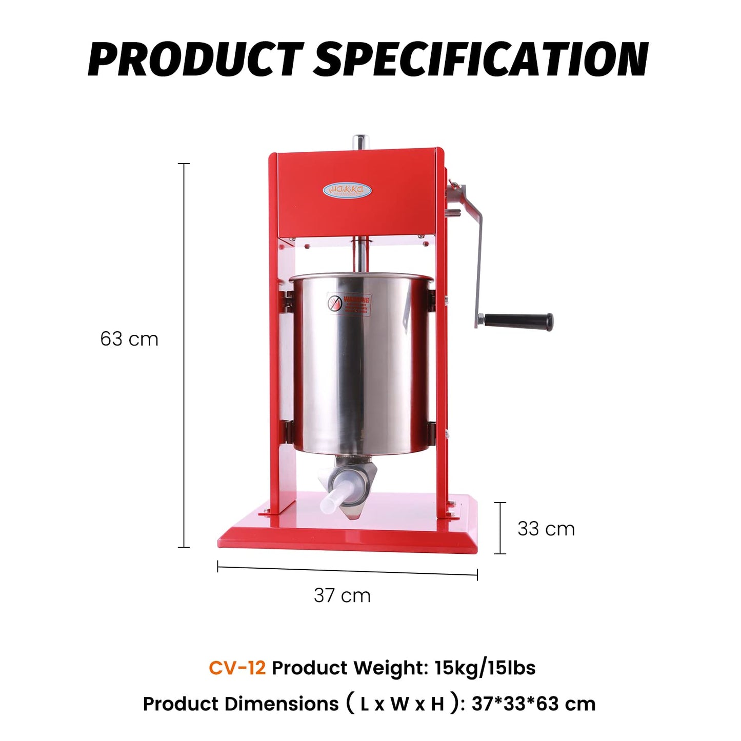 Hakka 25 Pound Sausage Stuffer 2 Speed Stainless Steel Vertical Sausage Filler