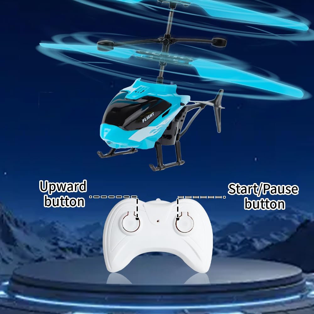 Remote Control Helicopter, Gesture Sensing Indoor Flying Helicopter Toys,RC Airplane for Teenages with 10Mins Flight, RC Helicopters for Kids with Light,Birthday Gifts for Boys and Girls (Blue)