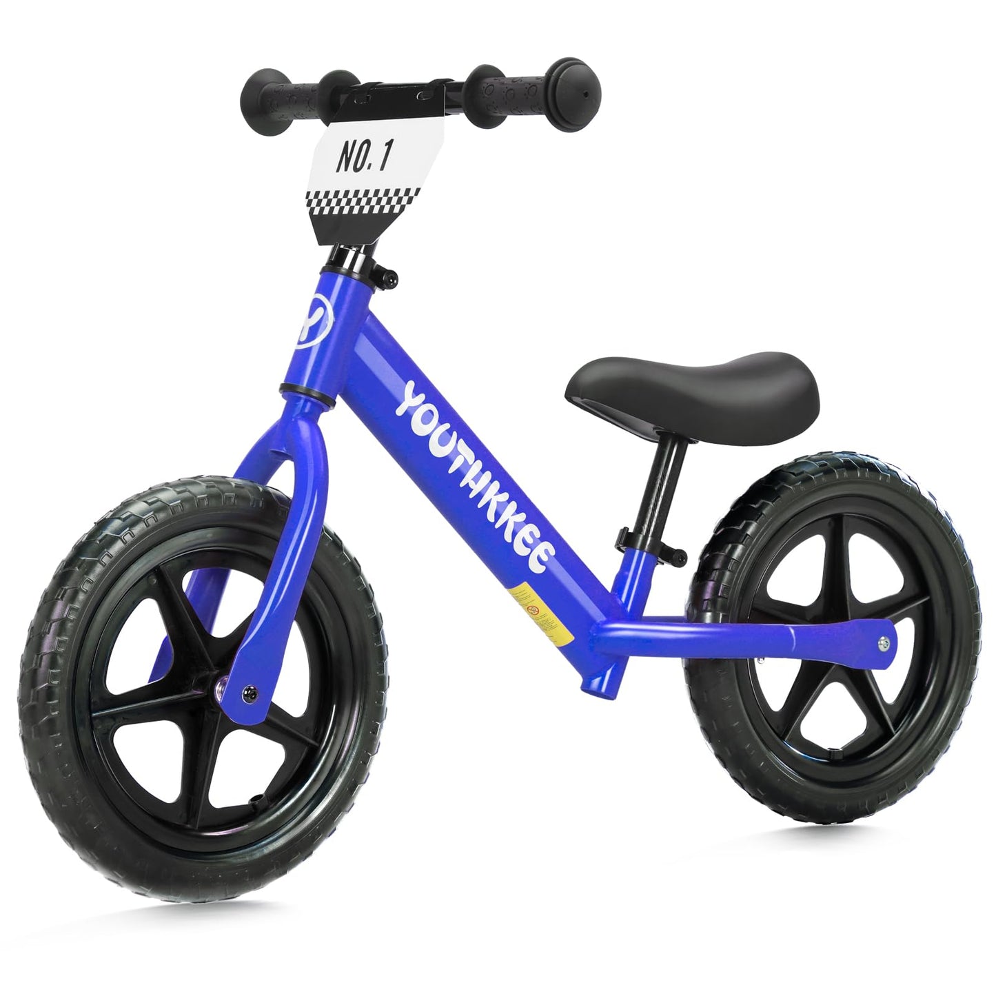 Youthkkee 12 Inch Toddler Balance Bike for 1-3 Year Olds, No-Pedal Bike with Tool-Free Adjustable Seat, Quick Assembly, Gift for 1-3 Year Old Boys & Girls with Customizable Plate