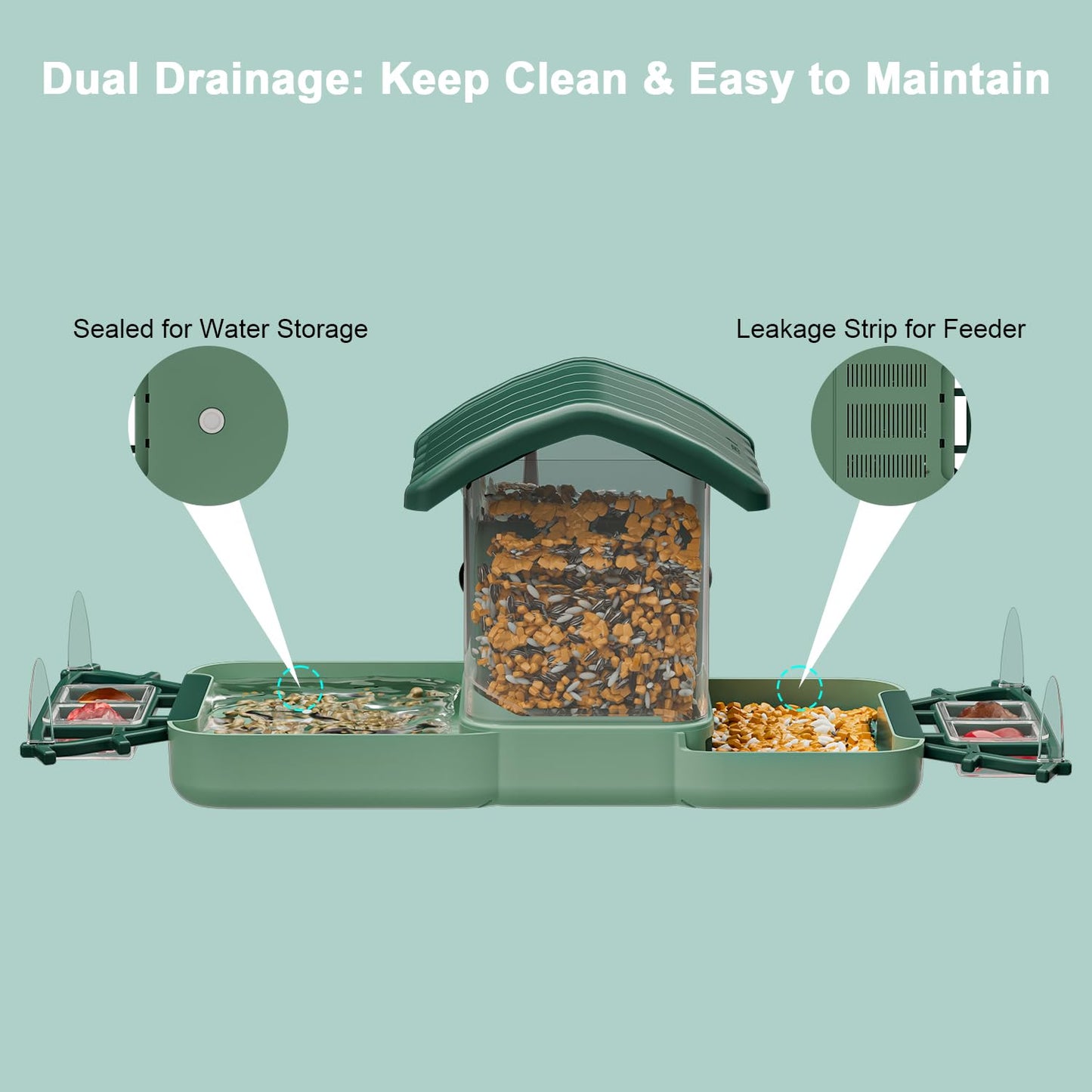 Dual-Lens Smart Bird Feeder with Camera & Bird Bath 2-in-1 Combo, 2K HD Video Real-Time View & Motion Playback, Waterproof, Solar Powered, AI Recognition, Auto Capture, Ideal Gift & Backyard Decor