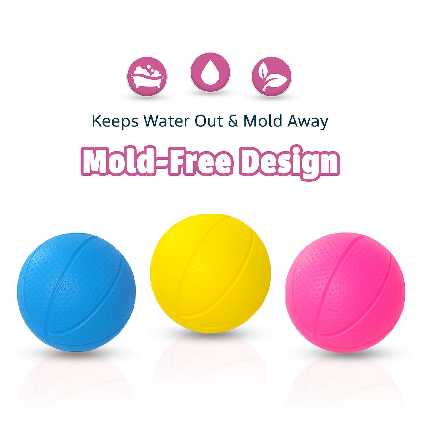 MARPPY Bath Toys - Bathtub Basketball Hoop for Toddler Kids - Bath Toys Mold-Free with Strong Suction Cups and 3 Colorful No-Hole Balls - Fun Shower Toys and Bathtub Toy for Toddlers